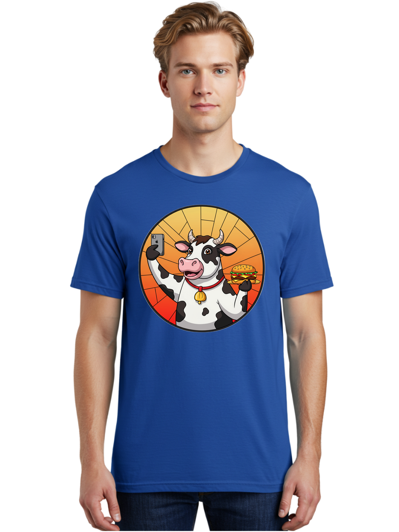 Cow-Selfie-Burger Men'S Graphic Tee, 100% Cotton, Comfortable Casual Summer Wear, Machine Washable, Vintage Camera, Old Camera, Antique Camera, Black Camera, Classic Photography, Photography Equipment, Nostalgic Device, Film Camera, Camera Art Bah808