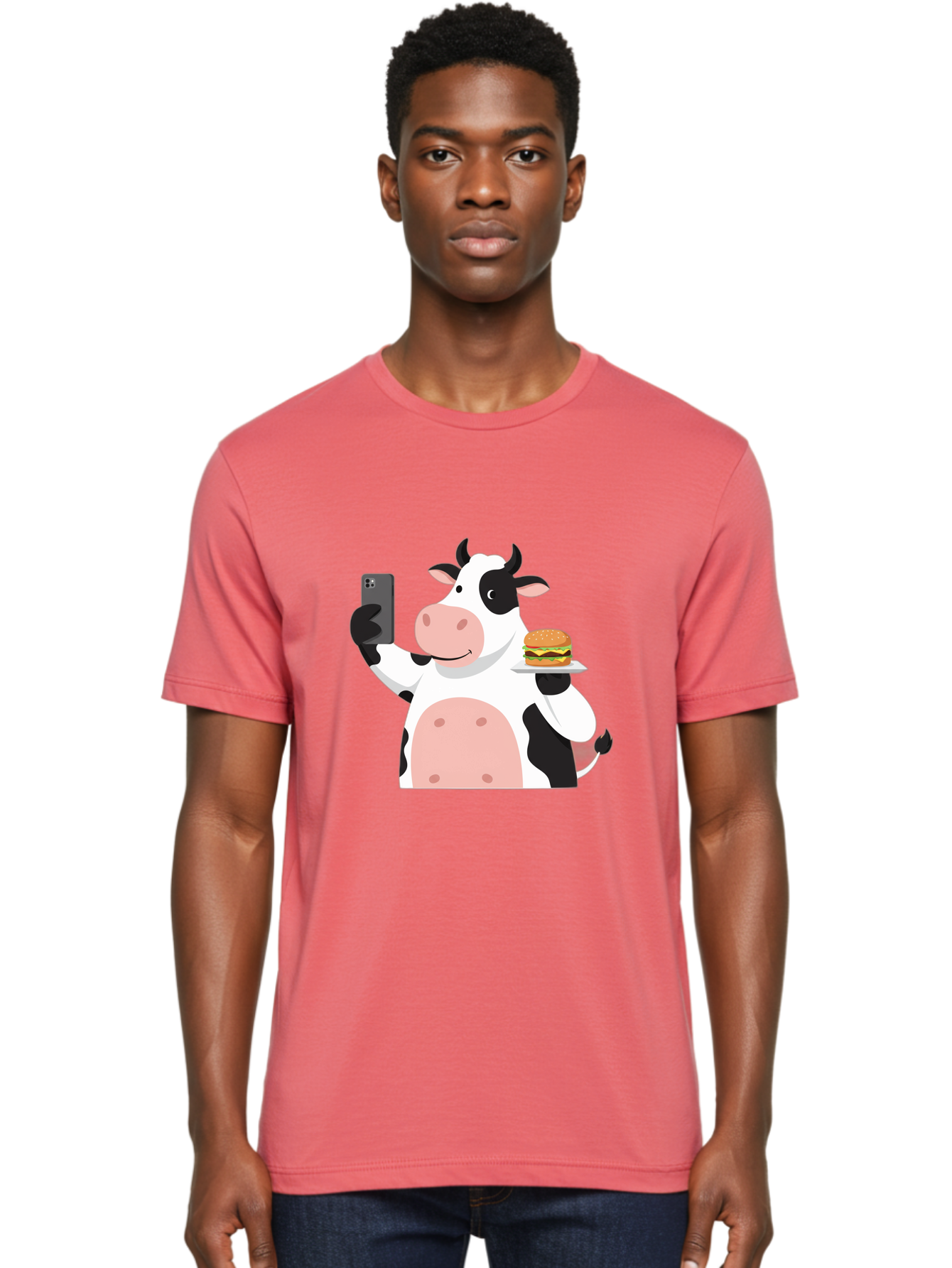 Cow-Serving-Burger Men'S Graphic Tee, 100% Cotton, Comfortable Casual Summer Wear, Machine Washable, Vintage Camera, Old Camera, Antique Camera, Black Camera, Classic Photography, Photography Equipment, Nostalgic Device, Film Camera, Bah810