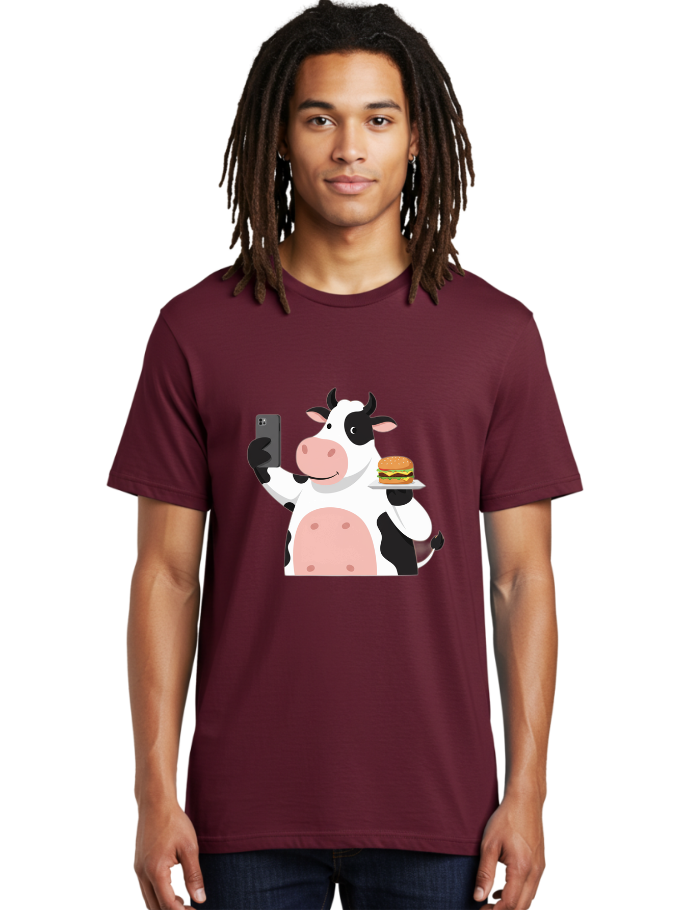 Cow-Serving-Burger Men'S Graphic Tee, 100% Cotton, Comfortable Casual Summer Wear, Machine Washable, Vintage Camera, Old Camera, Antique Camera, Black Camera, Classic Photography, Photography Equipment, Nostalgic Device, Film Camera, Bah810