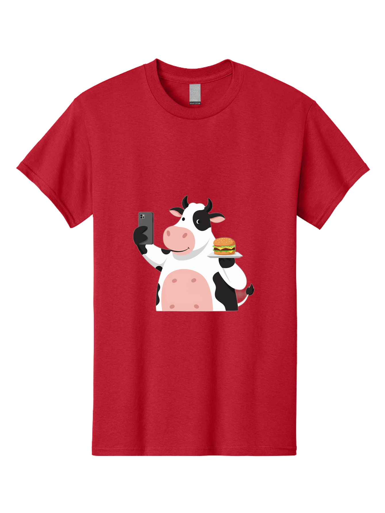 Cow-Serving-Burger Men'S Graphic Tee, 100% Cotton, Comfortable Casual Summer Wear, Machine Washable, Vintage Camera, Old Camera, Antique Camera, Black Camera, Classic Photography, Photography Equipment, Nostalgic Device, Film Camera, Bah810