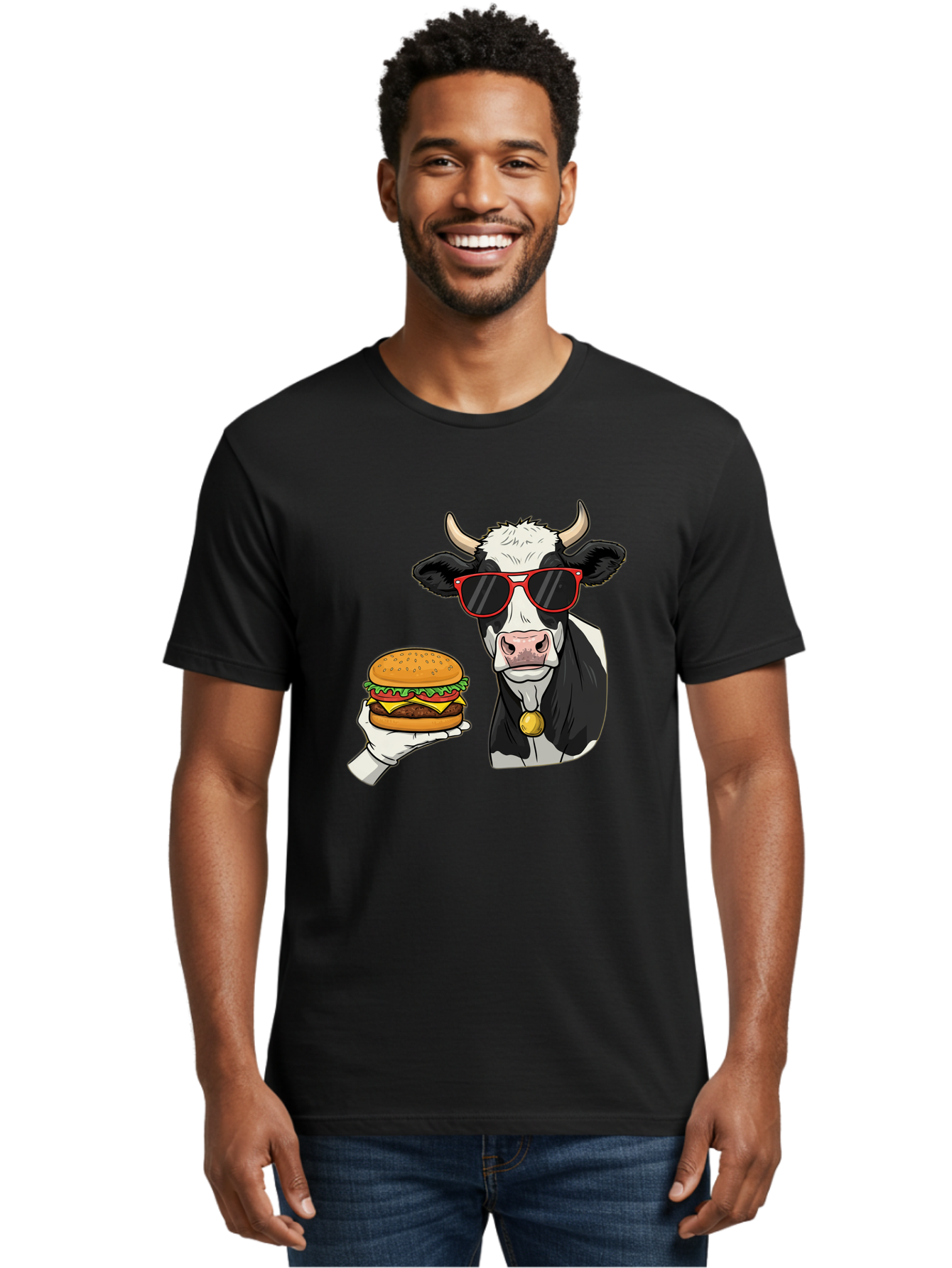 Cow-Sunglasses Men'S Graphic Tee, 100% Cotton, Comfortable Casual Summer Wear, Machine Washable, Vintage Camera, Old Camera, Antique Camera, Black Camera, Classic Photography, Photography Equipment, Nostalgic Device, Film Camera, Camera Art Bah811