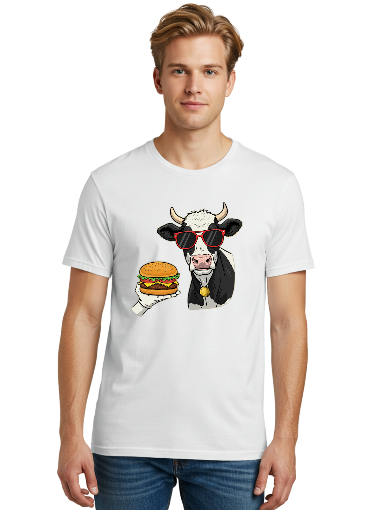 Cow-Sunglasses Men'S Graphic Tee, 100% Cotton, Comfortable Casual Summer Wear, Machine Washable, Vintage Camera, Old Camera, Antique Camera, Black Camera, Classic Photography, Photography Equipment, Nostalgic Device, Film Camera, Camera Art Bah811