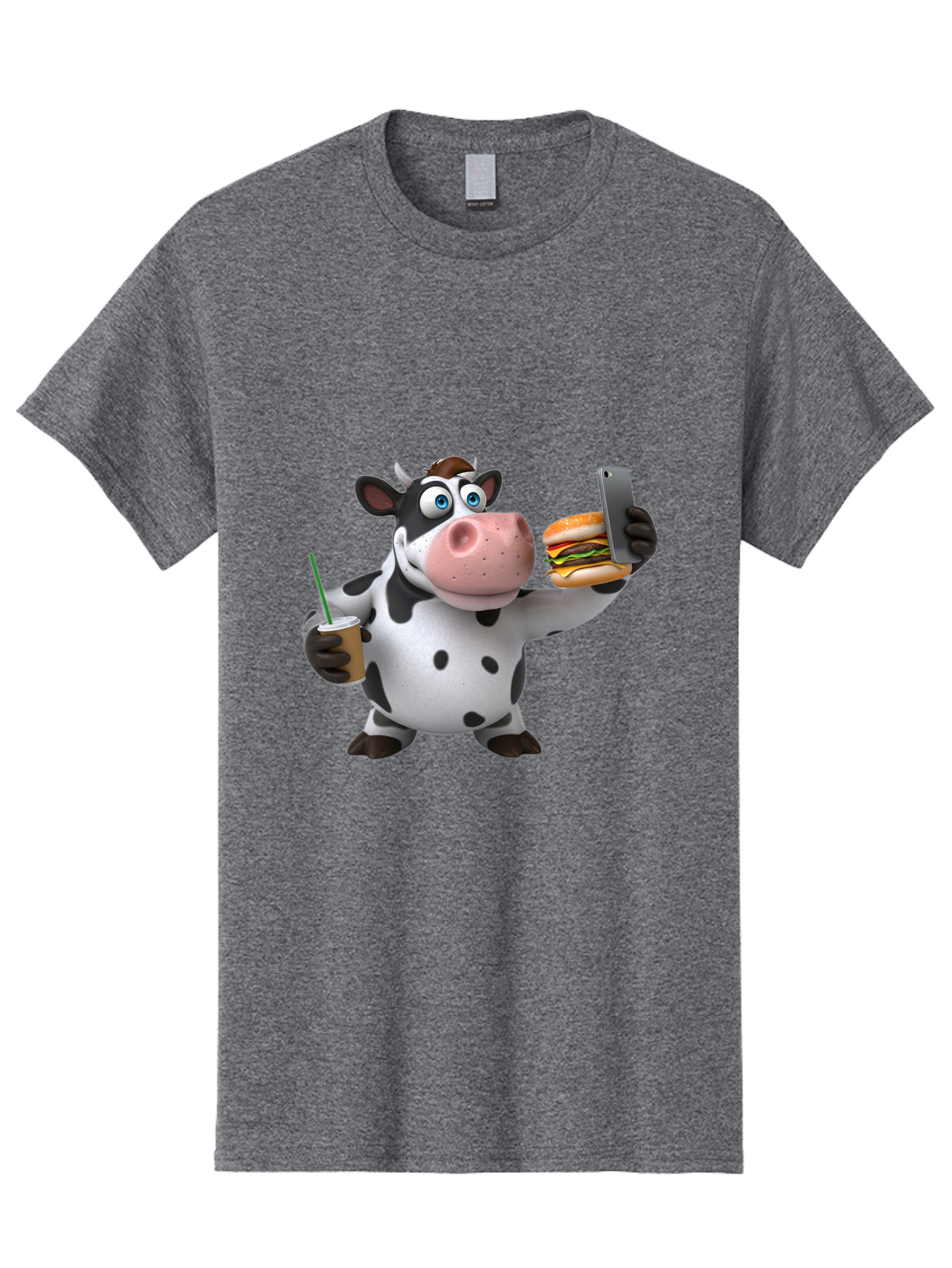 Cow-Taking-Selfie Men'S Graphic Tee, 100% Cotton, Comfortable Casual Summer Wear, Machine Washable, Vintage Camera, Old Camera, Antique Camera, Black Camera, Classic Photography, Photography Equipment, Nostalgic Device, Film Camera, Camera Art Bah814
