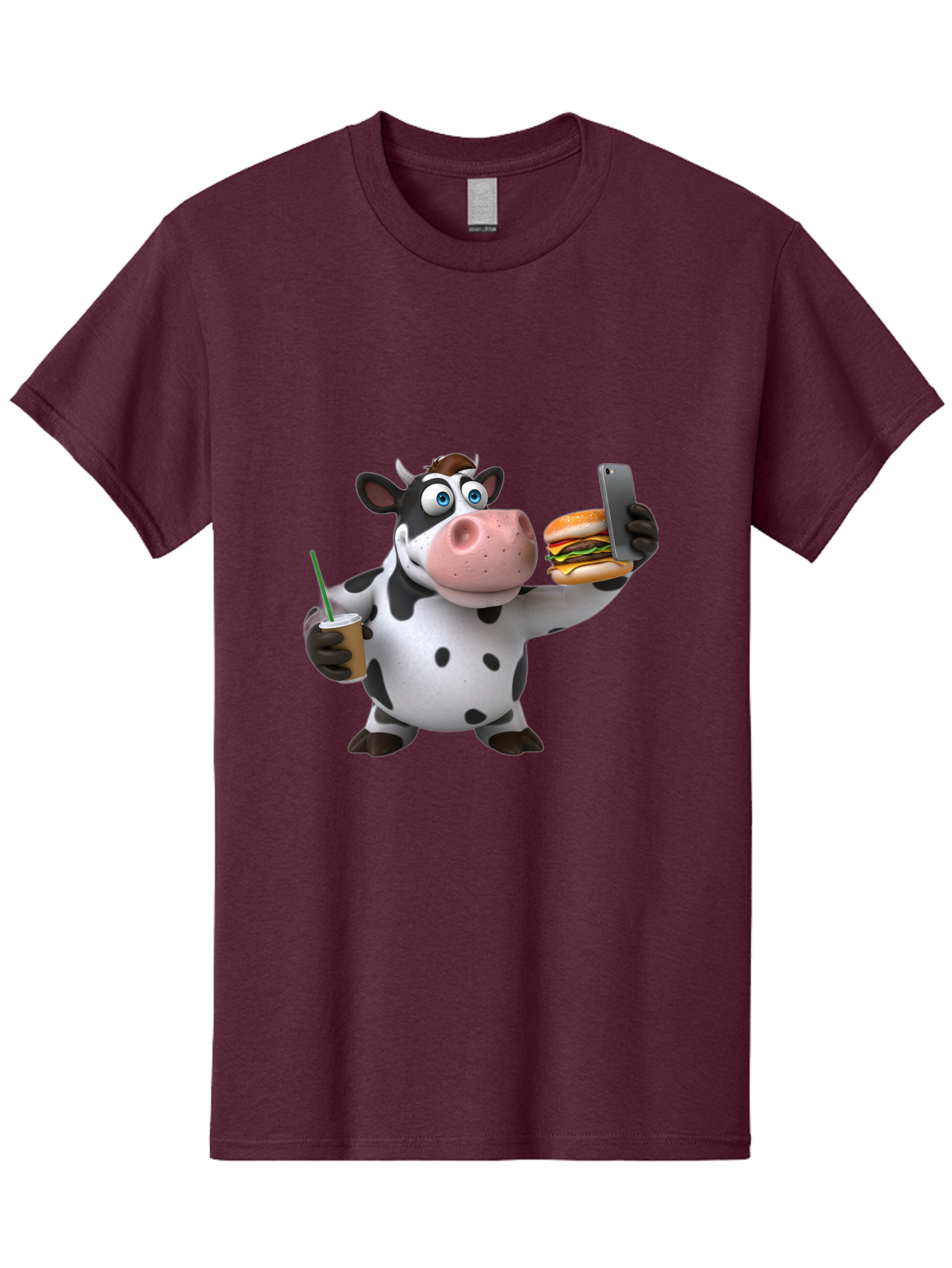 Cow-Taking-Selfie Men'S Graphic Tee, 100% Cotton, Comfortable Casual Summer Wear, Machine Washable, Vintage Camera, Old Camera, Antique Camera, Black Camera, Classic Photography, Photography Equipment, Nostalgic Device, Film Camera, Camera Art Bah814