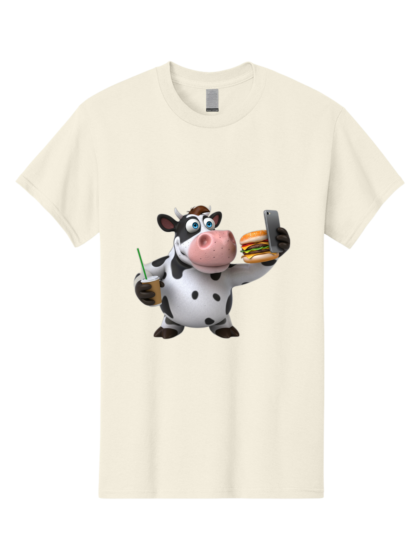 Cow-Taking-Selfie Men'S Graphic Tee, 100% Cotton, Comfortable Casual Summer Wear, Machine Washable, Vintage Camera, Old Camera, Antique Camera, Black Camera, Classic Photography, Photography Equipment, Nostalgic Device, Film Camera, Camera Art Bah814