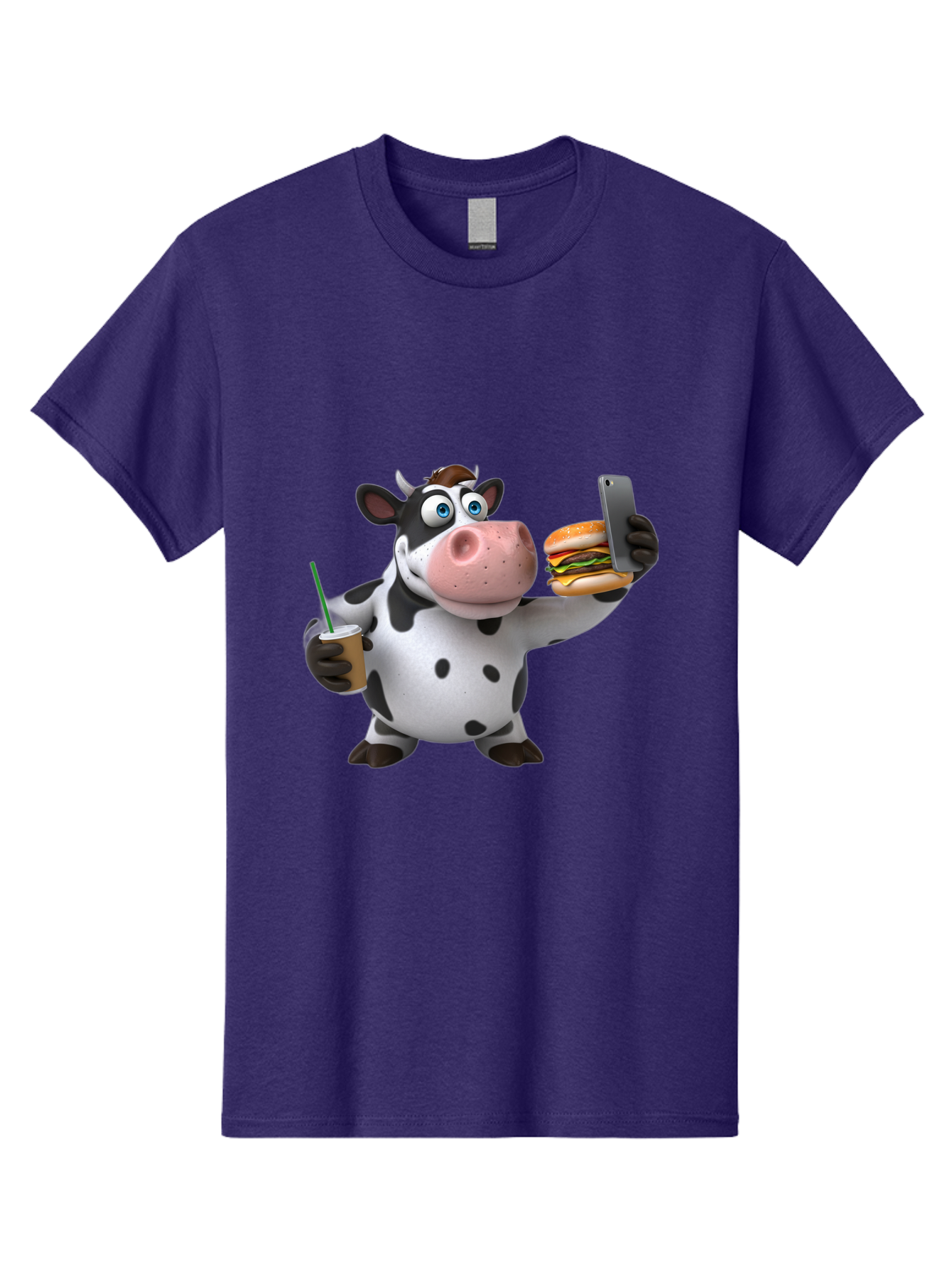 Cow-Taking-Selfie Men'S Graphic Tee, 100% Cotton, Comfortable Casual Summer Wear, Machine Washable, Vintage Camera, Old Camera, Antique Camera, Black Camera, Classic Photography, Photography Equipment, Nostalgic Device, Film Camera, Camera Art Bah814