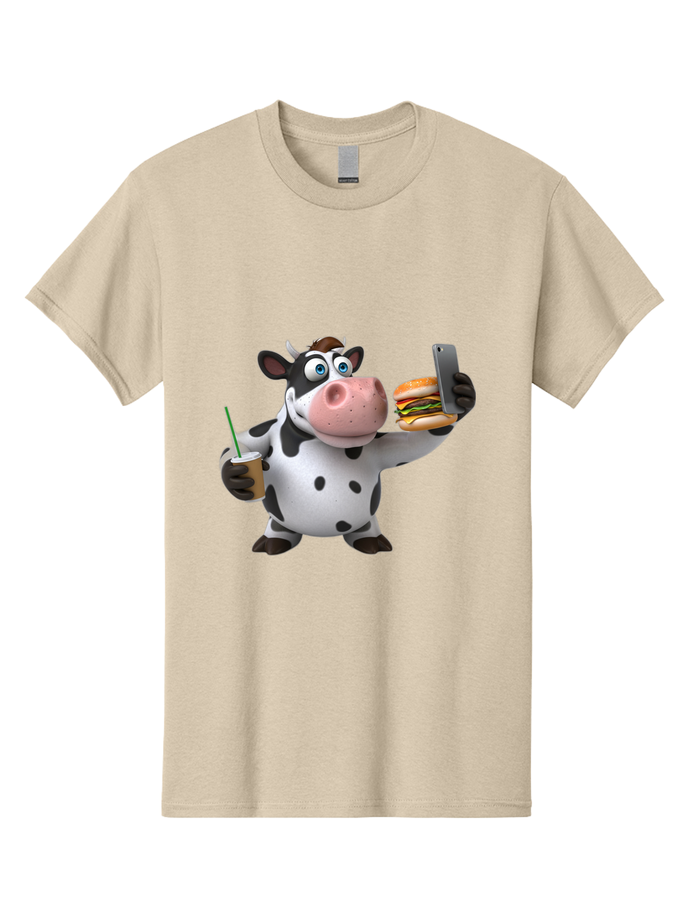 Cow-Taking-Selfie Men'S Graphic Tee, 100% Cotton, Comfortable Casual Summer Wear, Machine Washable, Vintage Camera, Old Camera, Antique Camera, Black Camera, Classic Photography, Photography Equipment, Nostalgic Device, Film Camera, Camera Art Bah814