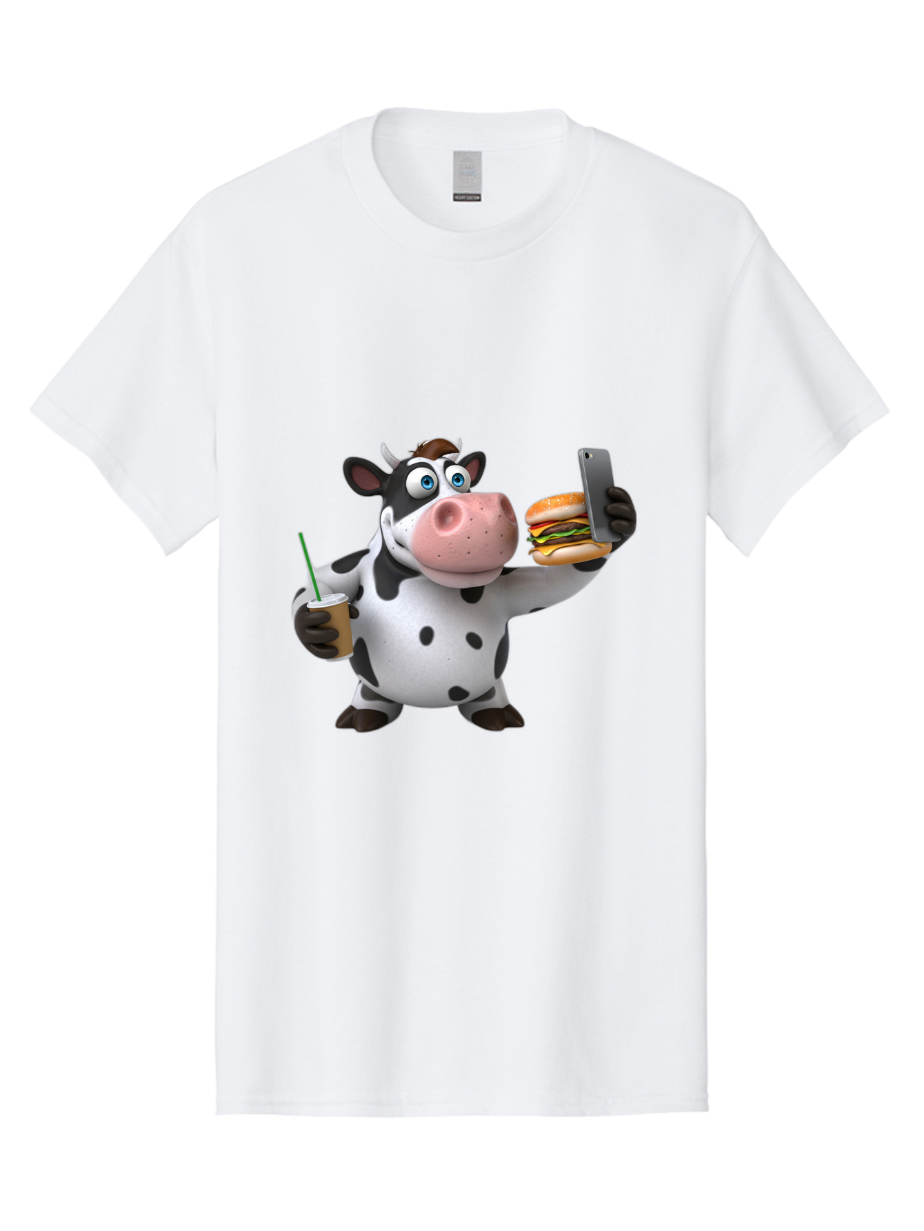 Cow-Taking-Selfie Men'S Graphic Tee, 100% Cotton, Comfortable Casual Summer Wear, Machine Washable, Vintage Camera, Old Camera, Antique Camera, Black Camera, Classic Photography, Photography Equipment, Nostalgic Device, Film Camera, Camera Art Bah814