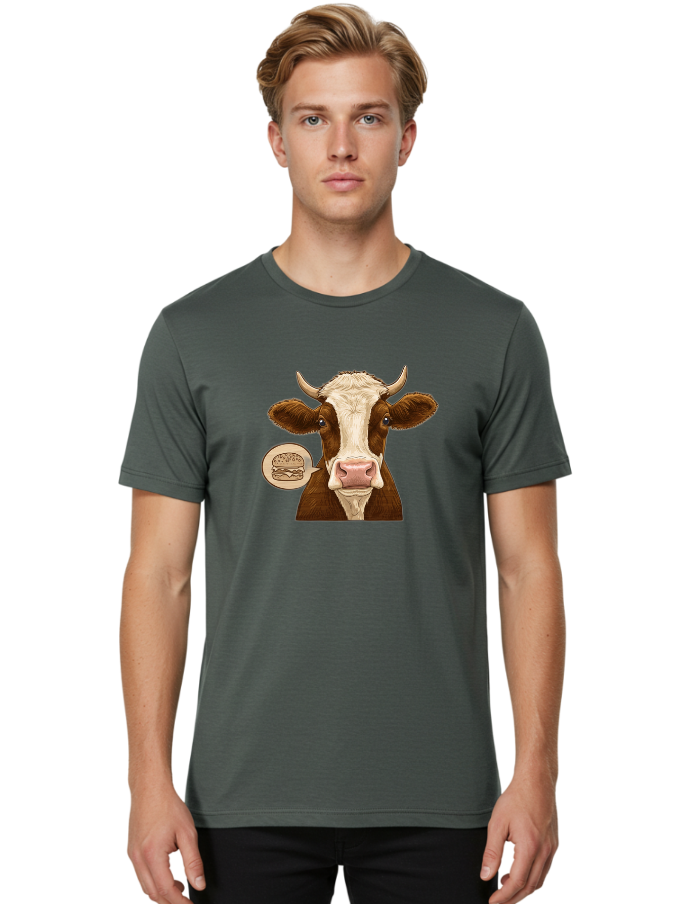 Cow-Thinking-Burger Men'S Graphic Tee, 100% Cotton, Comfortable Casual Summer Wear, Machine Washable, Vintage Camera, Old Camera, Antique Camera, Black Camera, Classic Photography, Photography Equipment, Nostalgic Device, Film Camera, Bah815