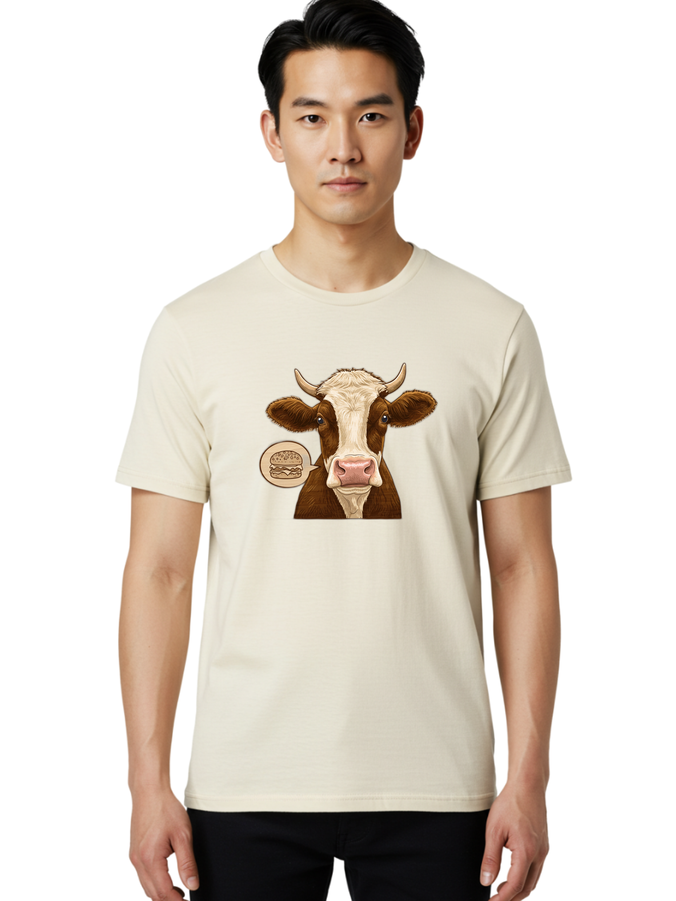 Cow-Thinking-Burger Men'S Graphic Tee, 100% Cotton, Comfortable Casual Summer Wear, Machine Washable, Vintage Camera, Old Camera, Antique Camera, Black Camera, Classic Photography, Photography Equipment, Nostalgic Device, Film Camera, Bah815