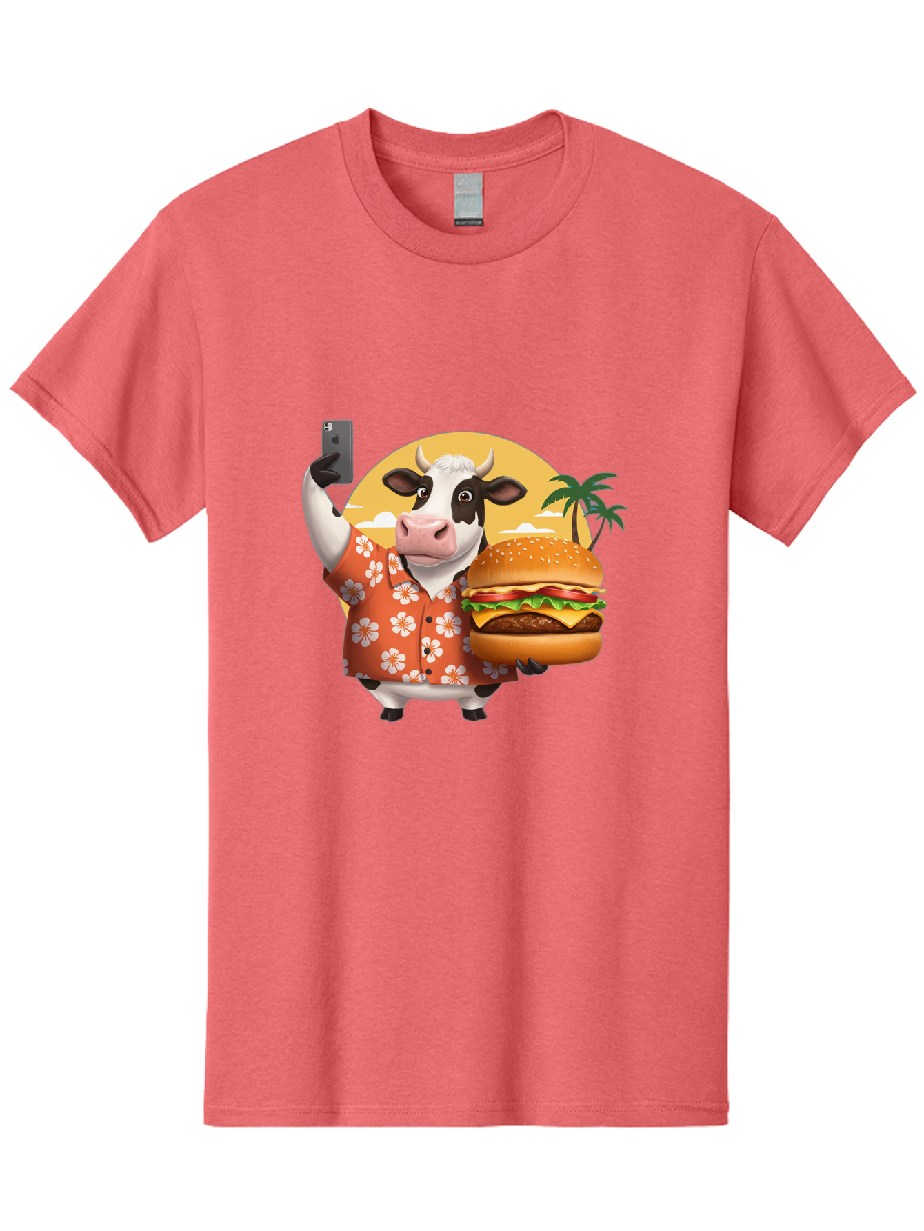 Cow-With-Burger-1 Men'S Graphic Tee, 100% Cotton, Comfortable Casual Summer Wear, Machine Washable, Vintage Camera, Old Camera, Antique Camera, Black Camera, Classic Photography, Photography Equipment, Nostalgic Device, Film Camera, Camera Art Bah817