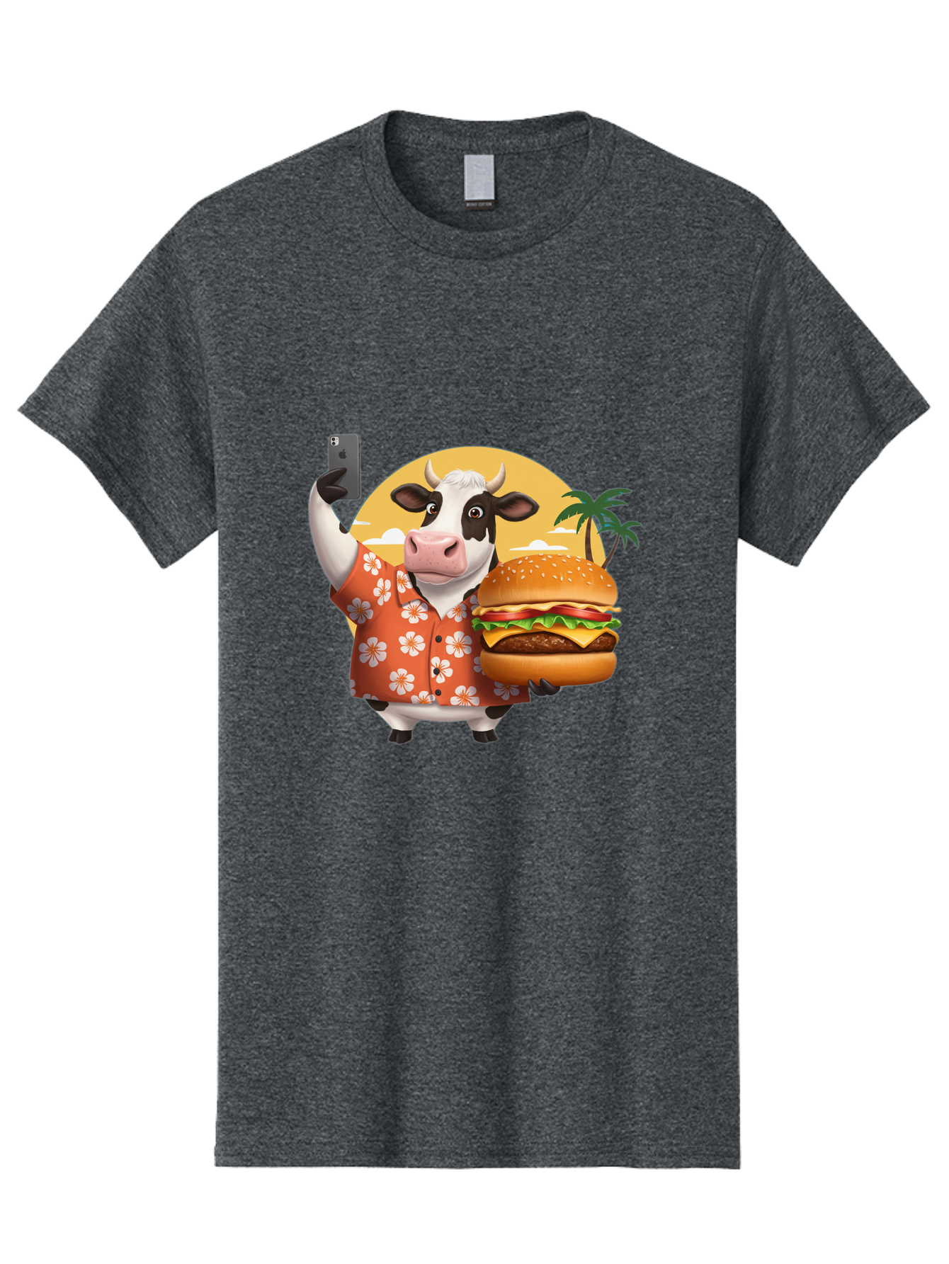 Cow-With-Burger-1 Men'S Graphic Tee, 100% Cotton, Comfortable Casual Summer Wear, Machine Washable, Vintage Camera, Old Camera, Antique Camera, Black Camera, Classic Photography, Photography Equipment, Nostalgic Device, Film Camera, Camera Art Bah817