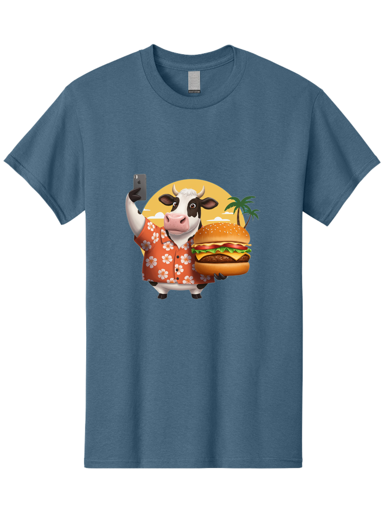 Cow-With-Burger-1 Men'S Graphic Tee, 100% Cotton, Comfortable Casual Summer Wear, Machine Washable, Vintage Camera, Old Camera, Antique Camera, Black Camera, Classic Photography, Photography Equipment, Nostalgic Device, Film Camera, Camera Art Bah817
