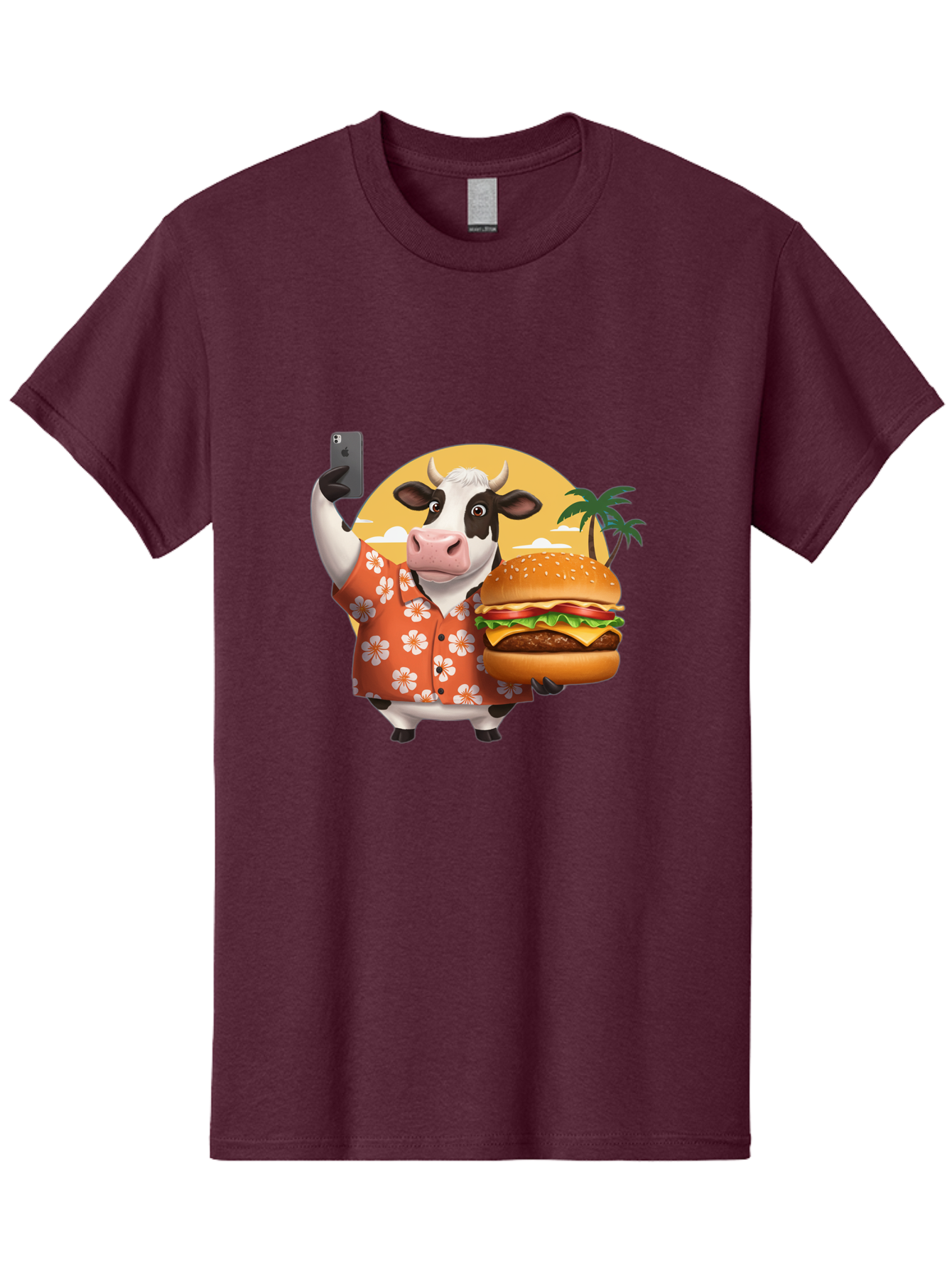 Cow-With-Burger-1 Men'S Graphic Tee, 100% Cotton, Comfortable Casual Summer Wear, Machine Washable, Vintage Camera, Old Camera, Antique Camera, Black Camera, Classic Photography, Photography Equipment, Nostalgic Device, Film Camera, Camera Art Bah817