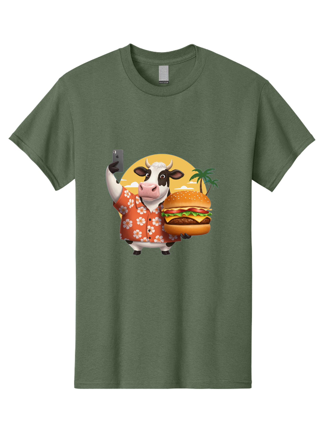 Cow-With-Burger-1 Men'S Graphic Tee, 100% Cotton, Comfortable Casual Summer Wear, Machine Washable, Vintage Camera, Old Camera, Antique Camera, Black Camera, Classic Photography, Photography Equipment, Nostalgic Device, Film Camera, Camera Art Bah817