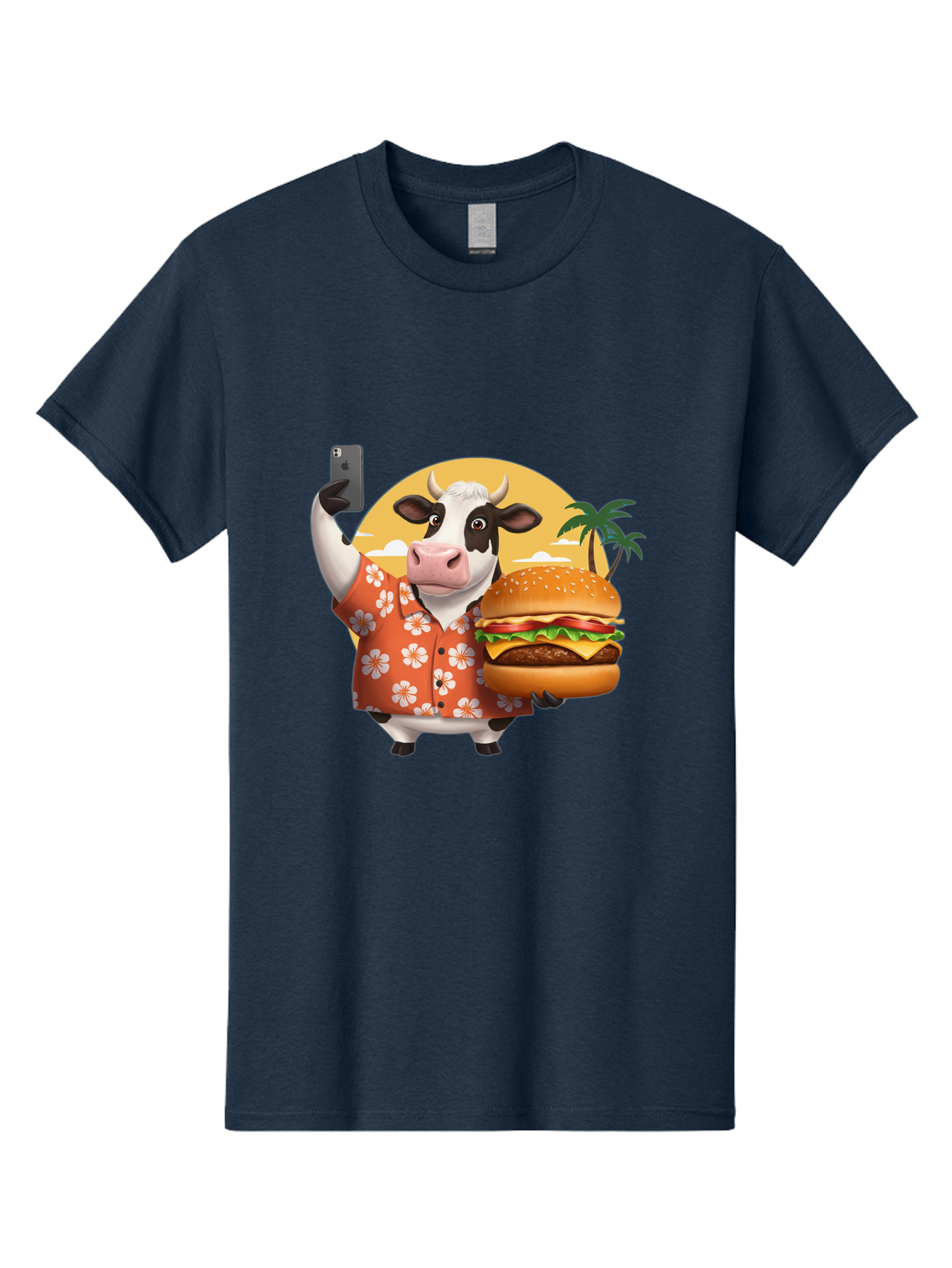 Cow-With-Burger-1 Men'S Graphic Tee, 100% Cotton, Comfortable Casual Summer Wear, Machine Washable, Vintage Camera, Old Camera, Antique Camera, Black Camera, Classic Photography, Photography Equipment, Nostalgic Device, Film Camera, Camera Art Bah817