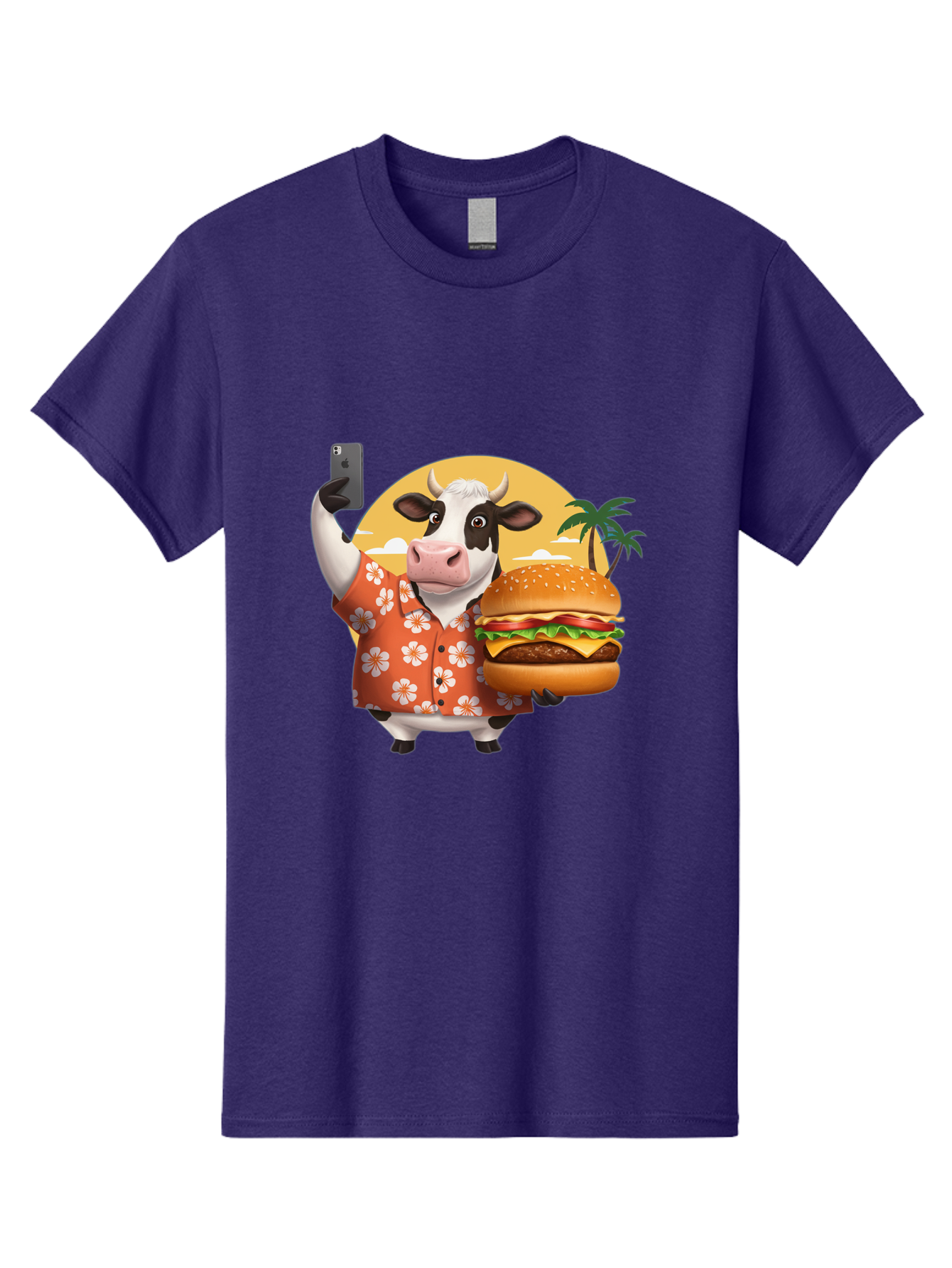 Cow-With-Burger-1 Men'S Graphic Tee, 100% Cotton, Comfortable Casual Summer Wear, Machine Washable, Vintage Camera, Old Camera, Antique Camera, Black Camera, Classic Photography, Photography Equipment, Nostalgic Device, Film Camera, Camera Art Bah817