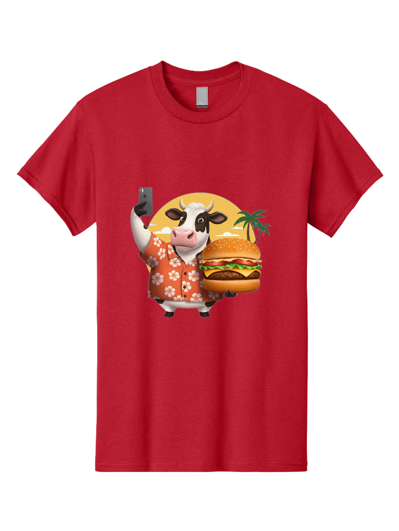 Cow-With-Burger-1 Men'S Graphic Tee, 100% Cotton, Comfortable Casual Summer Wear, Machine Washable, Vintage Camera, Old Camera, Antique Camera, Black Camera, Classic Photography, Photography Equipment, Nostalgic Device, Film Camera, Camera Art Bah817