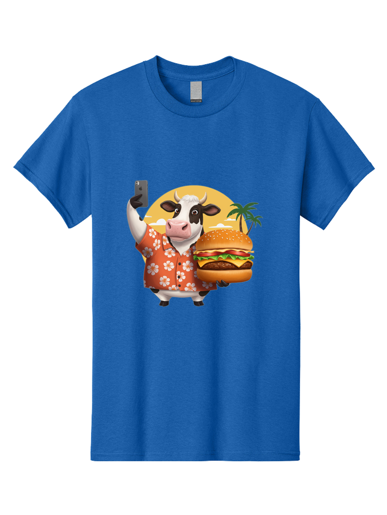 Cow-With-Burger-1 Men'S Graphic Tee, 100% Cotton, Comfortable Casual Summer Wear, Machine Washable, Vintage Camera, Old Camera, Antique Camera, Black Camera, Classic Photography, Photography Equipment, Nostalgic Device, Film Camera, Camera Art Bah817