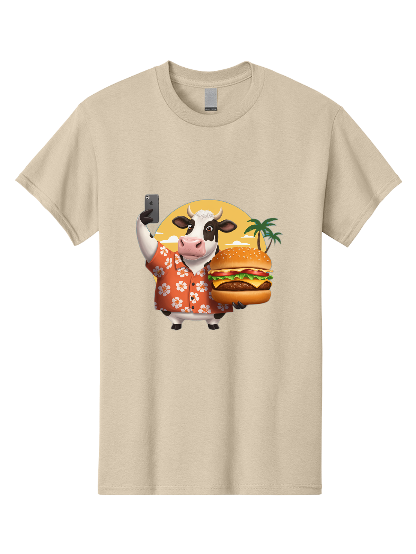 Cow-With-Burger-1 Men'S Graphic Tee, 100% Cotton, Comfortable Casual Summer Wear, Machine Washable, Vintage Camera, Old Camera, Antique Camera, Black Camera, Classic Photography, Photography Equipment, Nostalgic Device, Film Camera, Camera Art Bah817