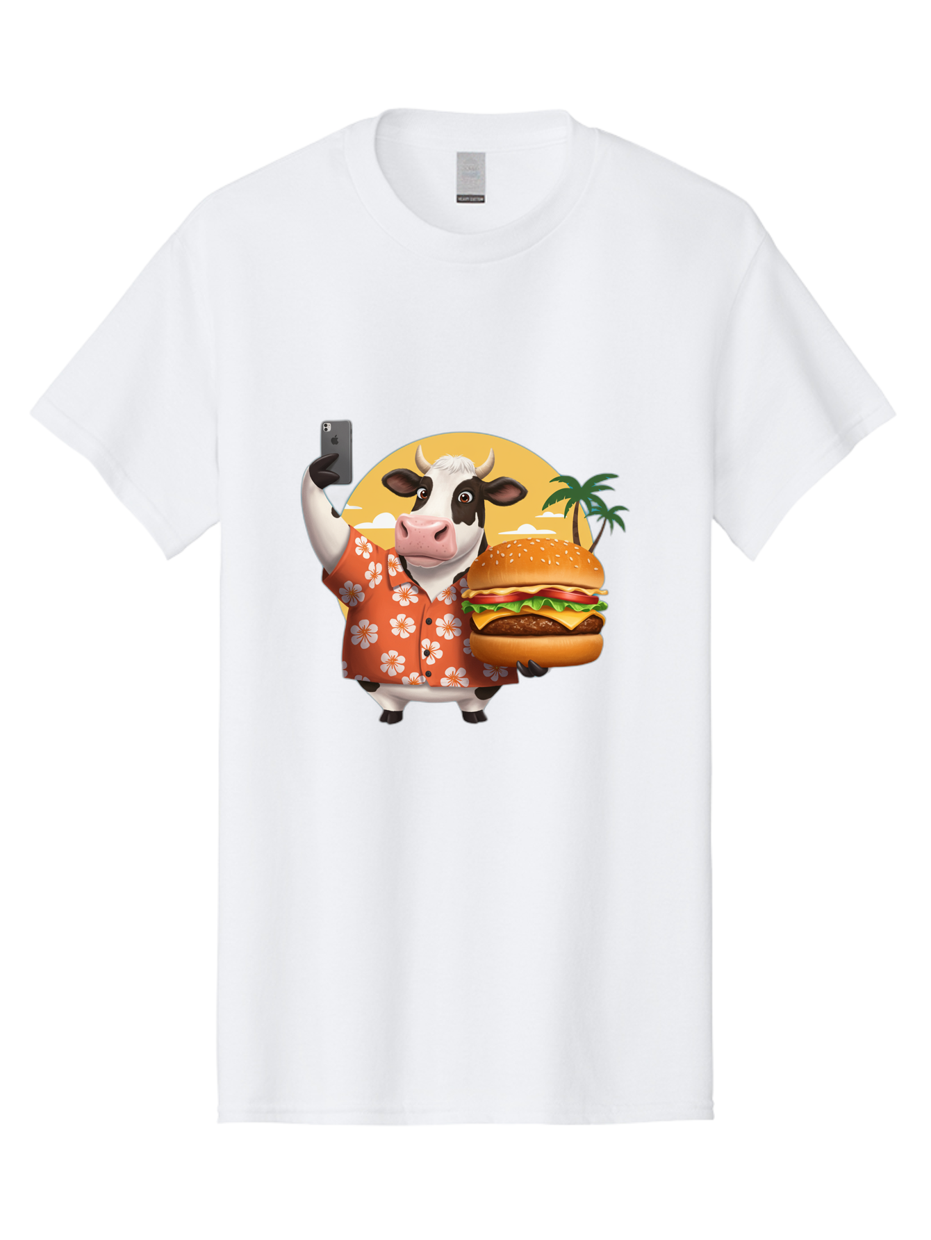 Cow-With-Burger-1 Men'S Graphic Tee, 100% Cotton, Comfortable Casual Summer Wear, Machine Washable, Vintage Camera, Old Camera, Antique Camera, Black Camera, Classic Photography, Photography Equipment, Nostalgic Device, Film Camera, Camera Art Bah817