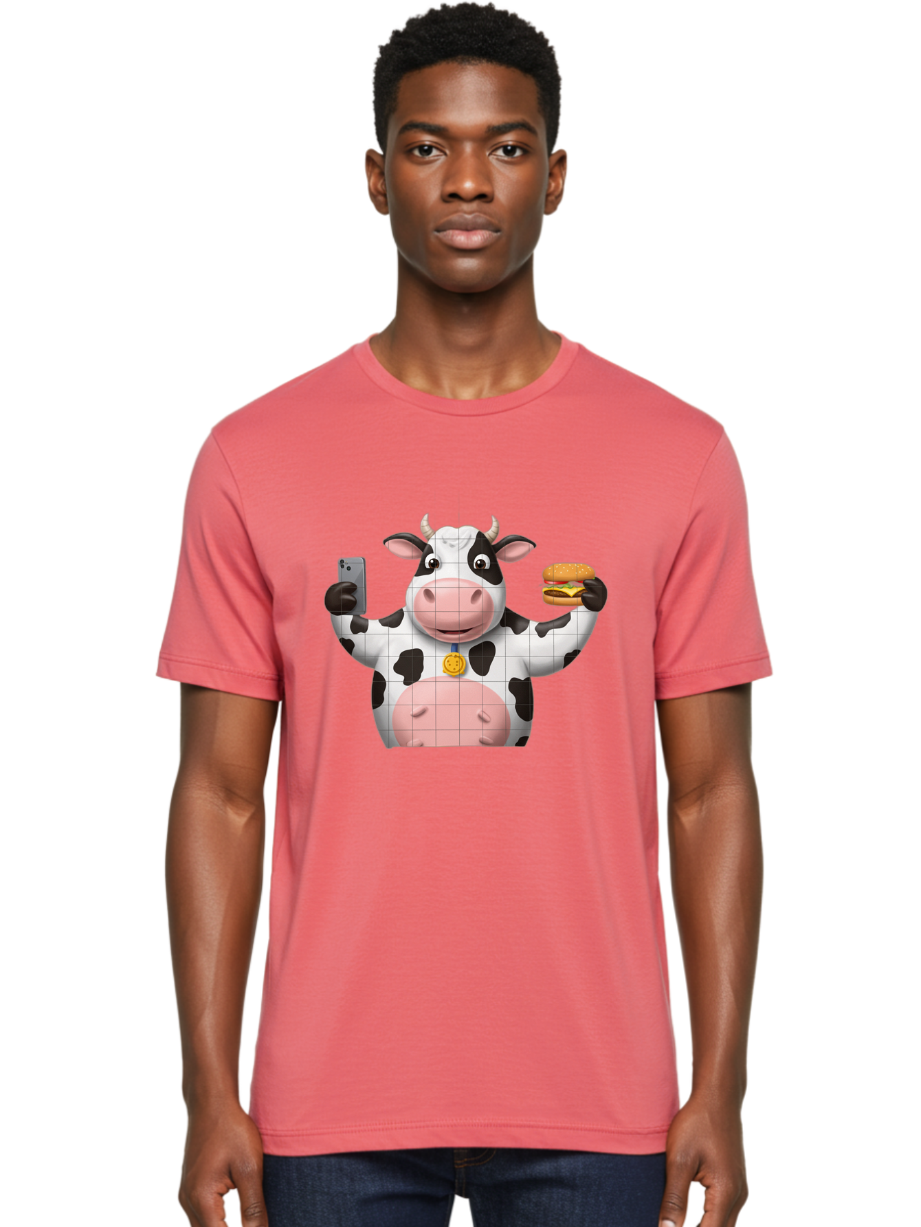 Cow-With-Burger-And-Phone Men'S Graphic Tee, 100% Cotton, Comfortable Casual Summer Wear, Machine Washable, Vintage Camera, Old Camera, Antique Camera, Black Camera, Classic Photography, Photography Equipment, Nostalgic Device, Film Camera, Bah818