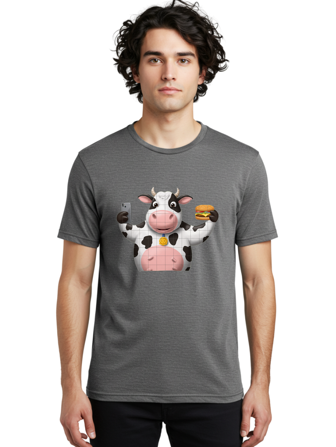 Cow-With-Burger-And-Phone Men'S Graphic Tee, 100% Cotton, Comfortable Casual Summer Wear, Machine Washable, Vintage Camera, Old Camera, Antique Camera, Black Camera, Classic Photography, Photography Equipment, Nostalgic Device, Film Camera, Bah818