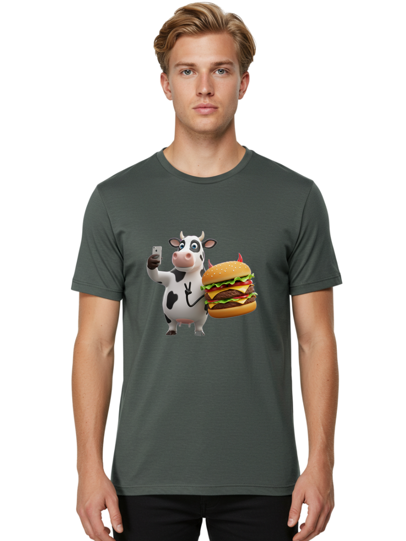 Cow-With-Burger Men'S Graphic Tee, 100% Cotton, Comfortable Casual Summer Wear, Machine Washable, Vintage Camera, Old Camera, Antique Camera, Black Camera, Classic Photography, Photography Equipment, Nostalgic Device, Film Camera, Camera Art Bah819