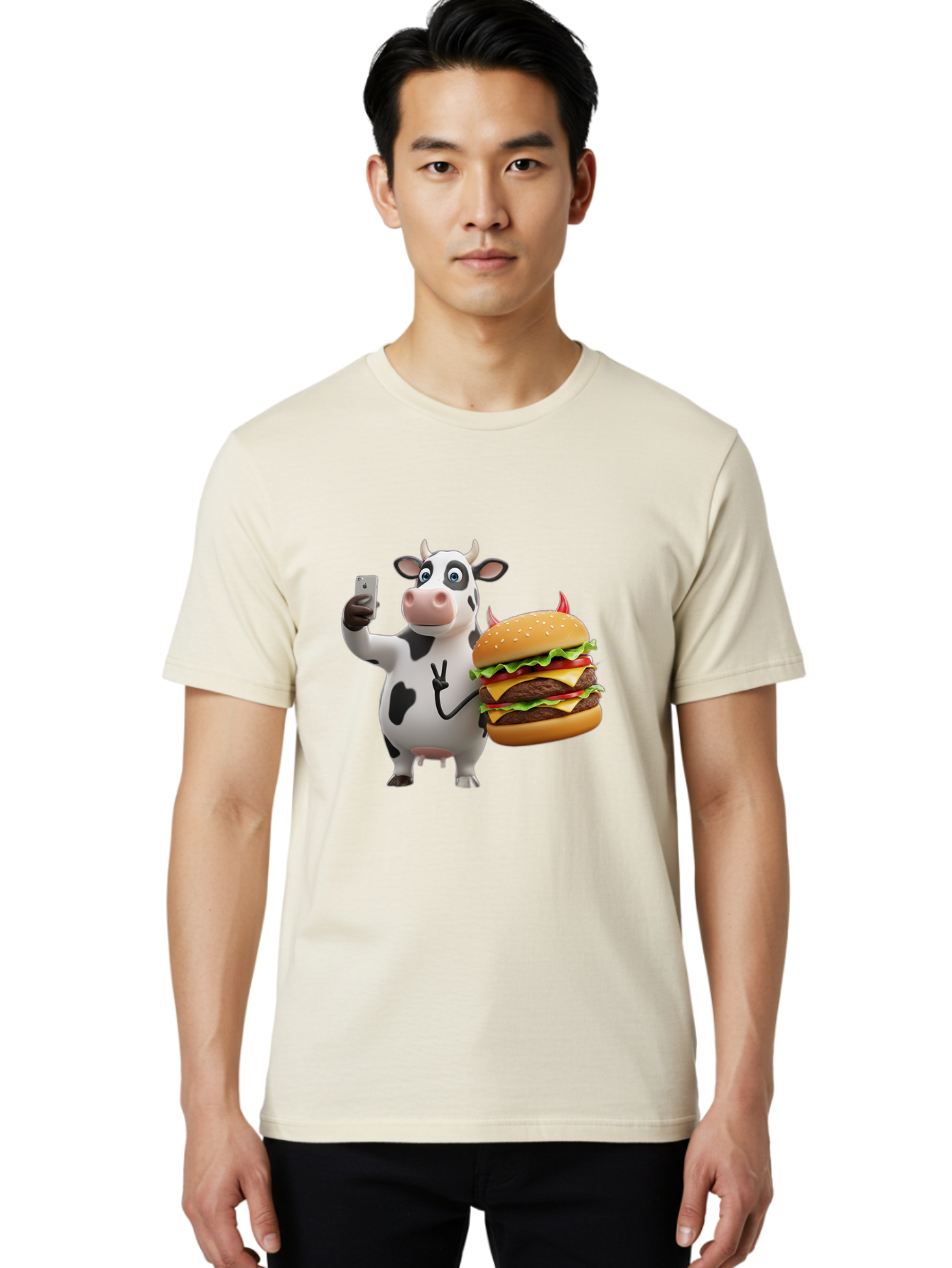 Cow-With-Burger Men'S Graphic Tee, 100% Cotton, Comfortable Casual Summer Wear, Machine Washable, Vintage Camera, Old Camera, Antique Camera, Black Camera, Classic Photography, Photography Equipment, Nostalgic Device, Film Camera, Camera Art Bah819