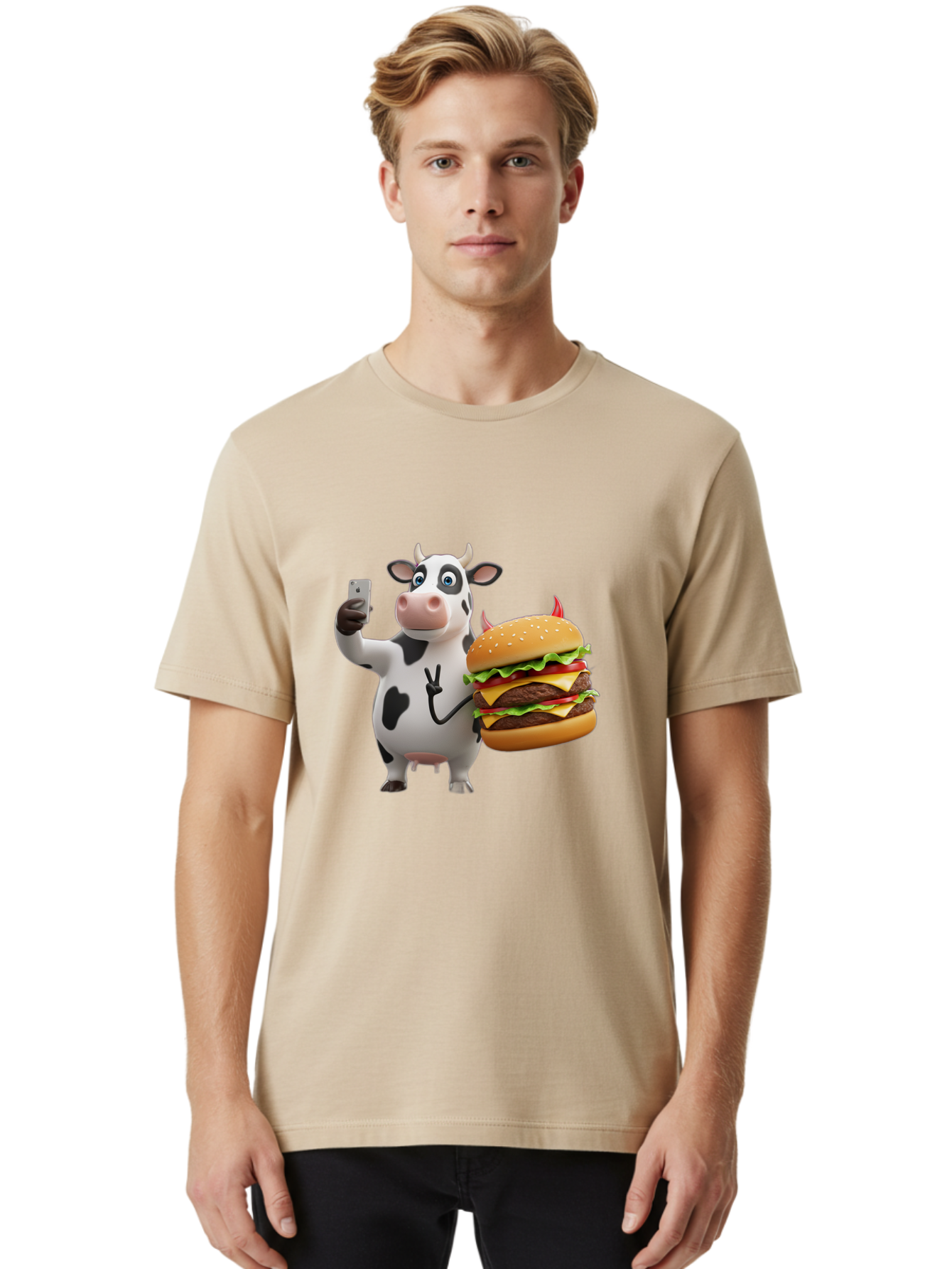 Cow-With-Burger Men'S Graphic Tee, 100% Cotton, Comfortable Casual Summer Wear, Machine Washable, Vintage Camera, Old Camera, Antique Camera, Black Camera, Classic Photography, Photography Equipment, Nostalgic Device, Film Camera, Camera Art Bah819