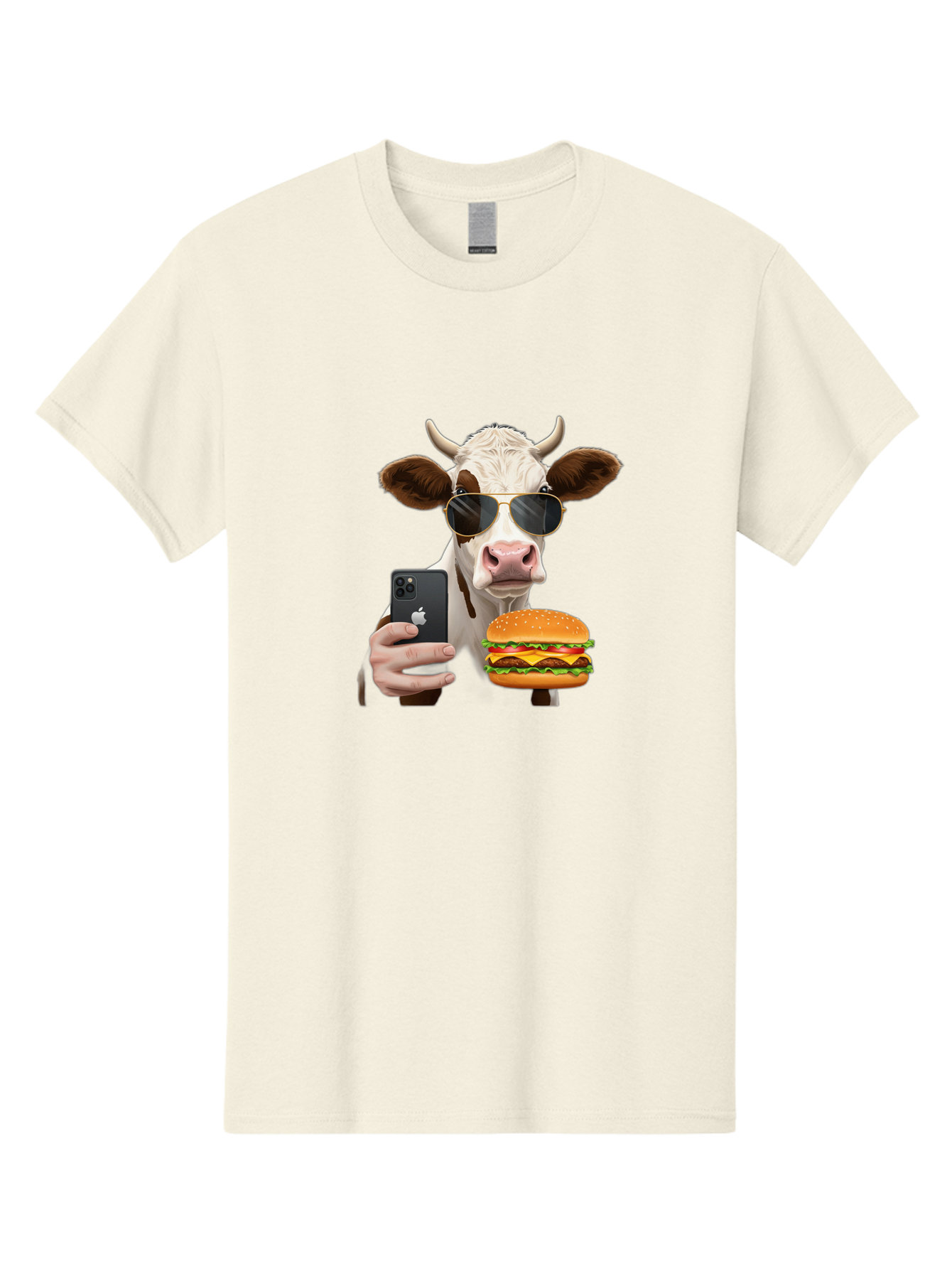 Cow-With-Iphone-And-Burger Men'S Graphic Tee, 100% Cotton, Comfortable Casual Summer Wear, Machine Washable, Vintage Camera, Old Camera, Antique Camera, Black Camera, Classic Photography, Photography Equipment, Nostalgic Device, Film Camera, Bah822