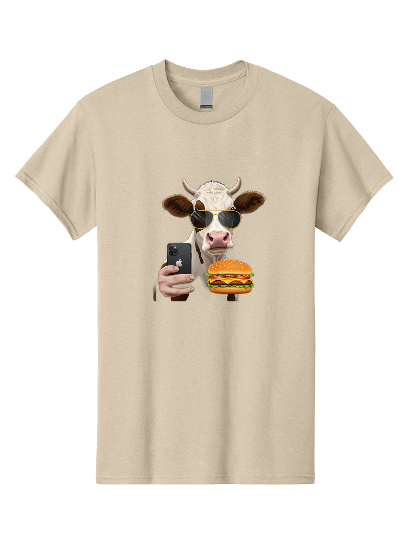 Cow-With-Iphone-And-Burger Men'S Graphic Tee, 100% Cotton, Comfortable Casual Summer Wear, Machine Washable, Vintage Camera, Old Camera, Antique Camera, Black Camera, Classic Photography, Photography Equipment, Nostalgic Device, Film Camera, Bah822