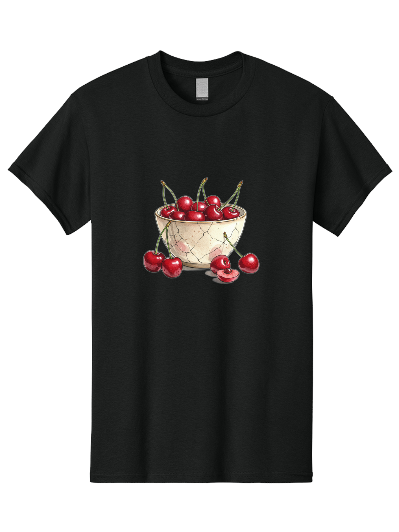 Cracked-Bowl-Cherries-1 Men'S Graphic Tee, 100% Cotton, Comfortable Casual Summer Wear, Machine Washable, Vintage Camera, Old Camera, Antique Camera, Black Camera, Classic Photography, Photography Equipment, Nostalgic Device, Film Camera, Bah826