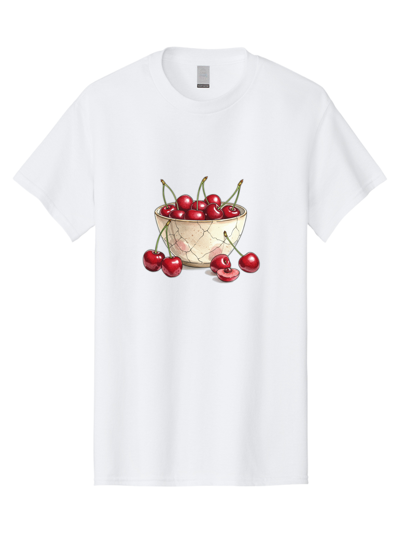 Cracked-Bowl-Cherries-1 Men'S Graphic Tee, 100% Cotton, Comfortable Casual Summer Wear, Machine Washable, Vintage Camera, Old Camera, Antique Camera, Black Camera, Classic Photography, Photography Equipment, Nostalgic Device, Film Camera, Bah826