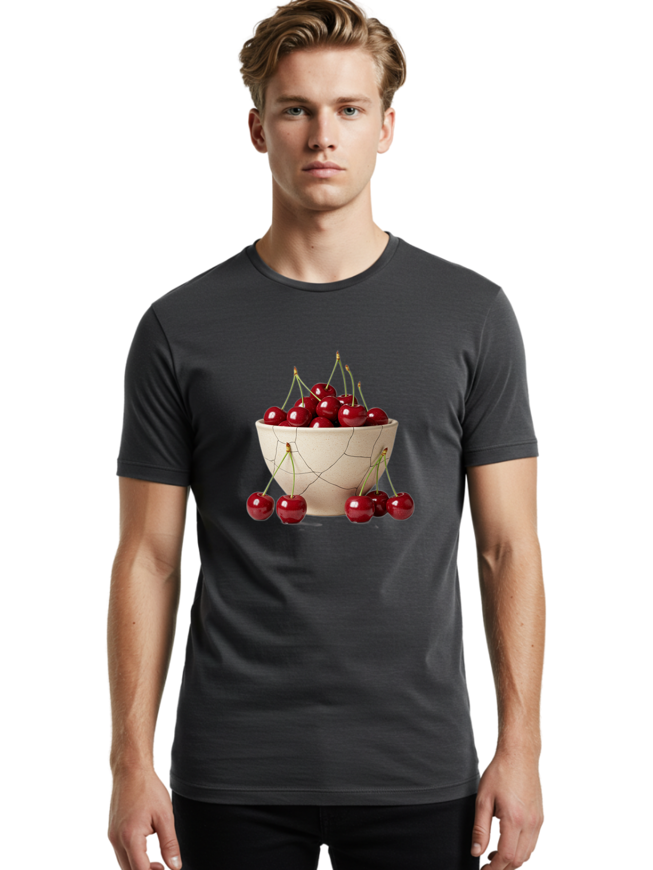 Cracked-Bowl-Cherries Men'S Graphic Tee, 100% Cotton, Comfortable Casual Summer Wear, Machine Washable, Vintage Camera, Old Camera, Antique Camera, Black Camera, Classic Photography, Photography Equipment, Nostalgic Device, Film Camera, Bah827