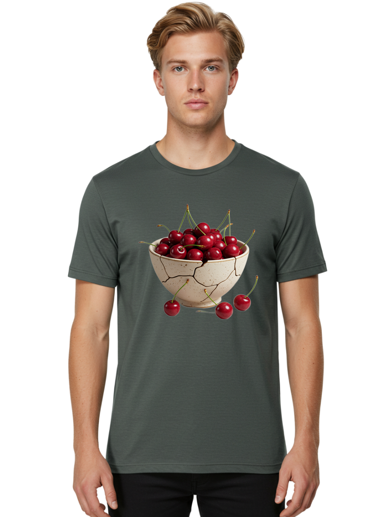 Cracked-Bowl-Of-Cherries Men'S Graphic Tee, 100% Cotton, Comfortable Casual Summer Wear, Machine Washable, Vintage Camera, Old Camera, Antique Camera, Black Camera, Classic Photography, Photography Equipment, Nostalgic Device, Film Camera, Bah828