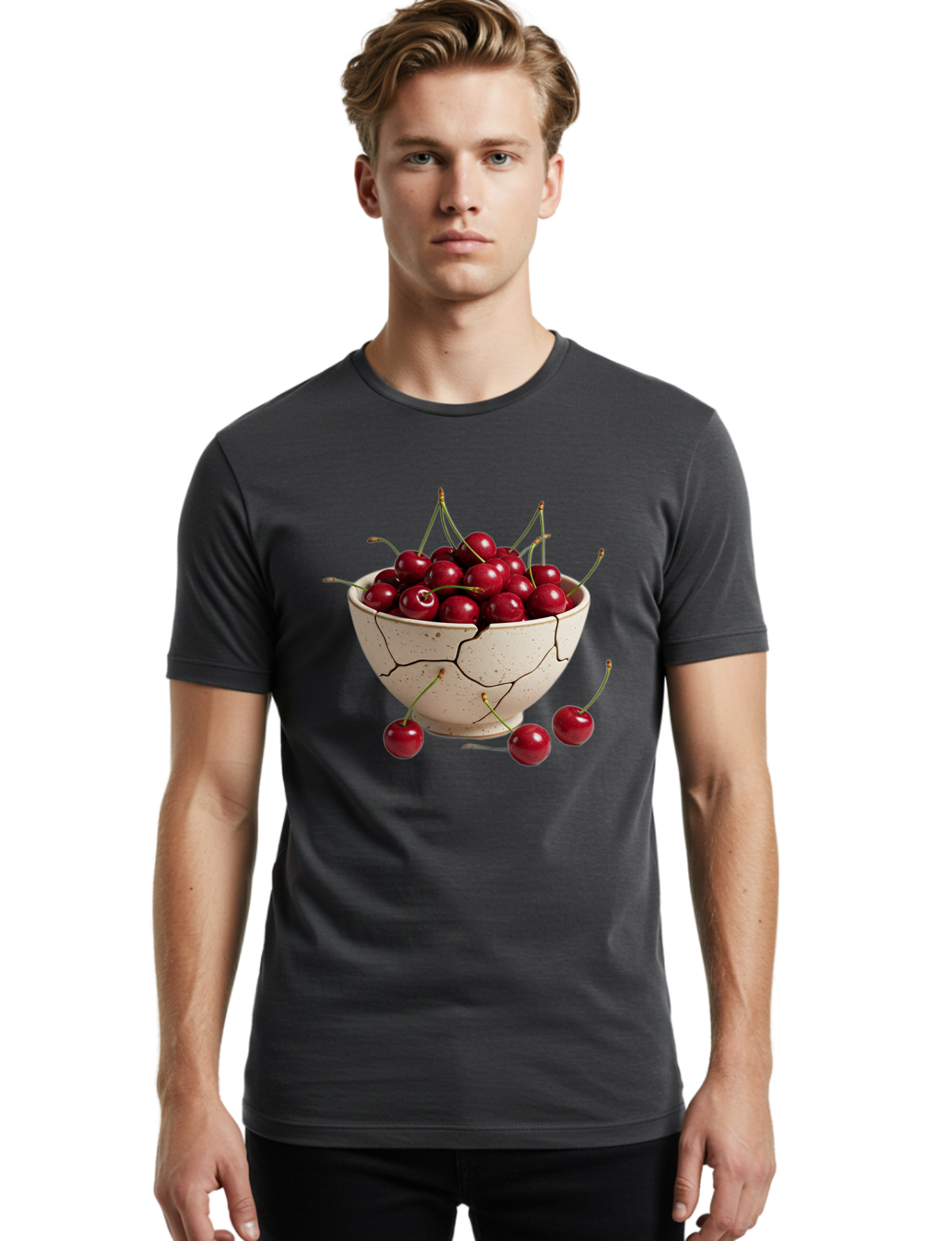 Cracked-Bowl-Of-Cherries Men'S Graphic Tee, 100% Cotton, Comfortable Casual Summer Wear, Machine Washable, Vintage Camera, Old Camera, Antique Camera, Black Camera, Classic Photography, Photography Equipment, Nostalgic Device, Film Camera, Bah828