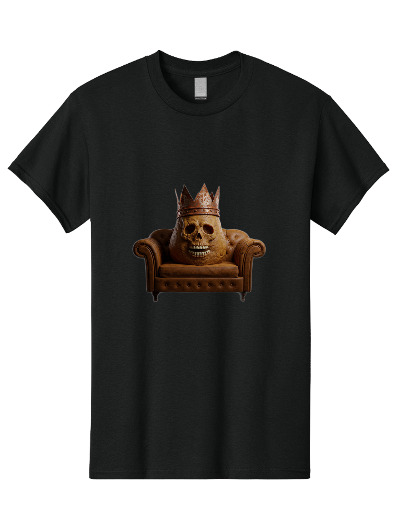 Crowned-Skull-On-Leather-Sofa Men'S Graphic Tee, 100% Cotton, Comfortable Casual Summer Wear, Machine Washable, Vintage Camera, Old Camera, Antique Camera, Black Camera, Classic Photography, Photography Equipment, Nostalgic Device, Bah832