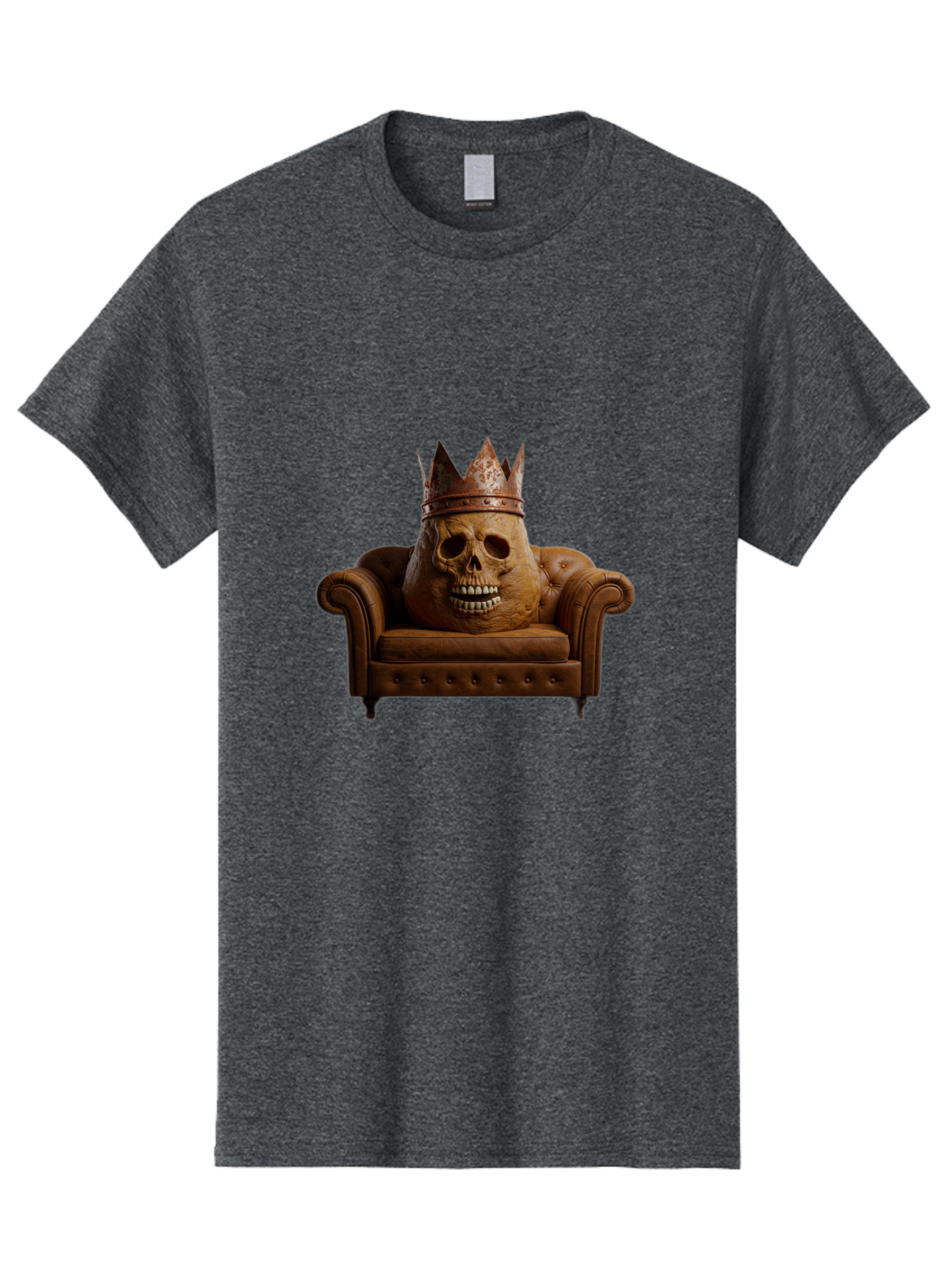 Crowned-Skull-On-Leather-Sofa Men'S Graphic Tee, 100% Cotton, Comfortable Casual Summer Wear, Machine Washable, Vintage Camera, Old Camera, Antique Camera, Black Camera, Classic Photography, Photography Equipment, Nostalgic Device, Bah832