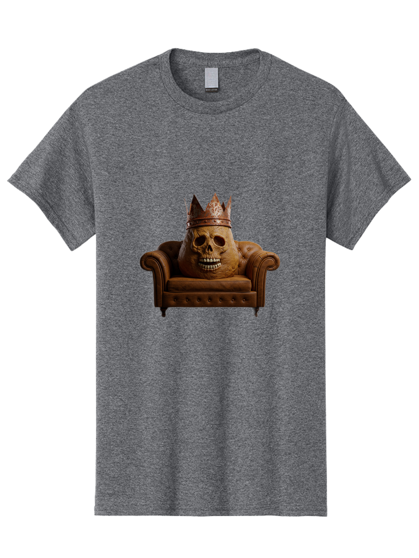 Crowned-Skull-On-Leather-Sofa Men'S Graphic Tee, 100% Cotton, Comfortable Casual Summer Wear, Machine Washable, Vintage Camera, Old Camera, Antique Camera, Black Camera, Classic Photography, Photography Equipment, Nostalgic Device, Bah832