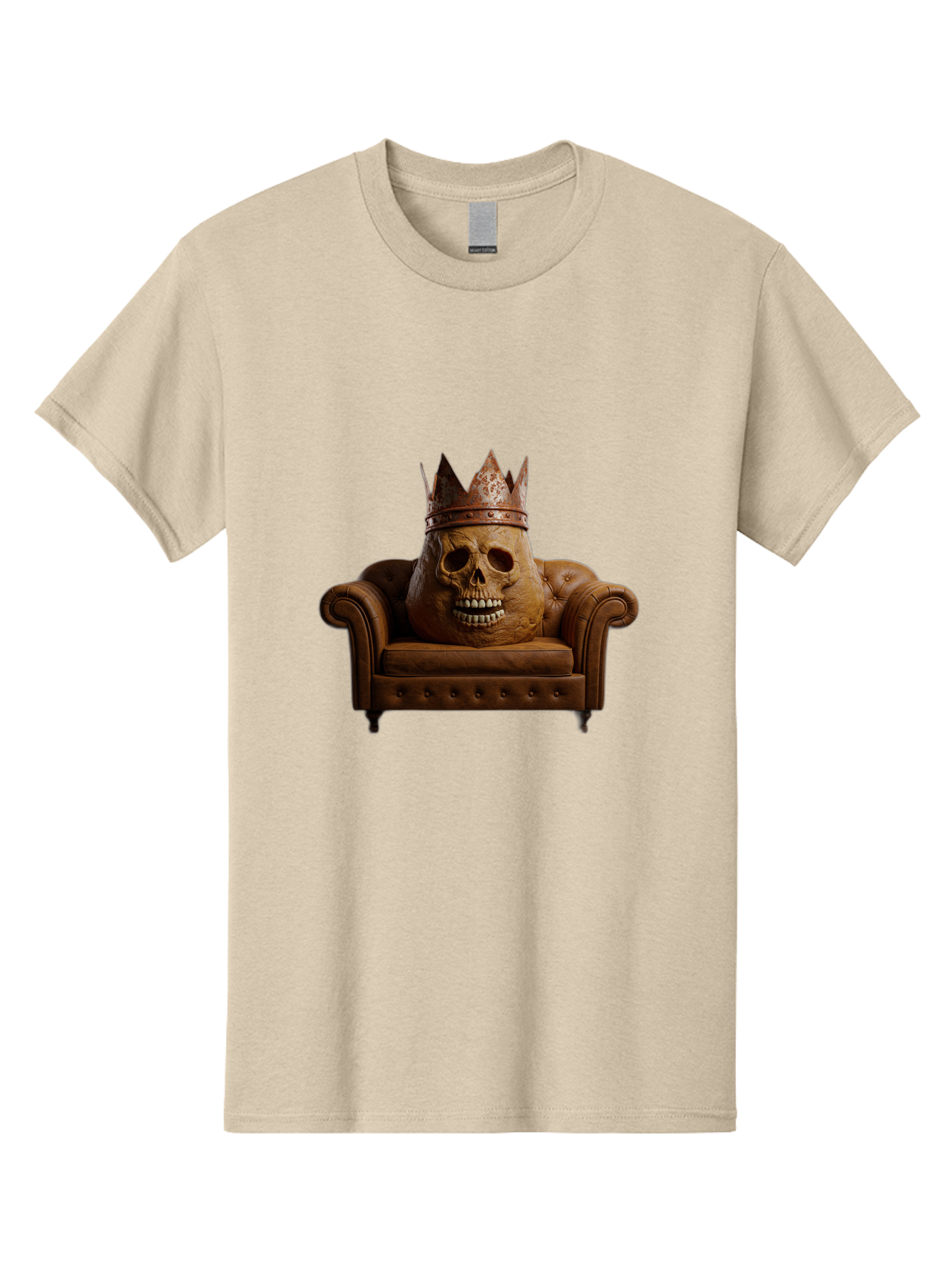 Crowned-Skull-On-Leather-Sofa Men'S Graphic Tee, 100% Cotton, Comfortable Casual Summer Wear, Machine Washable, Vintage Camera, Old Camera, Antique Camera, Black Camera, Classic Photography, Photography Equipment, Nostalgic Device, Bah832