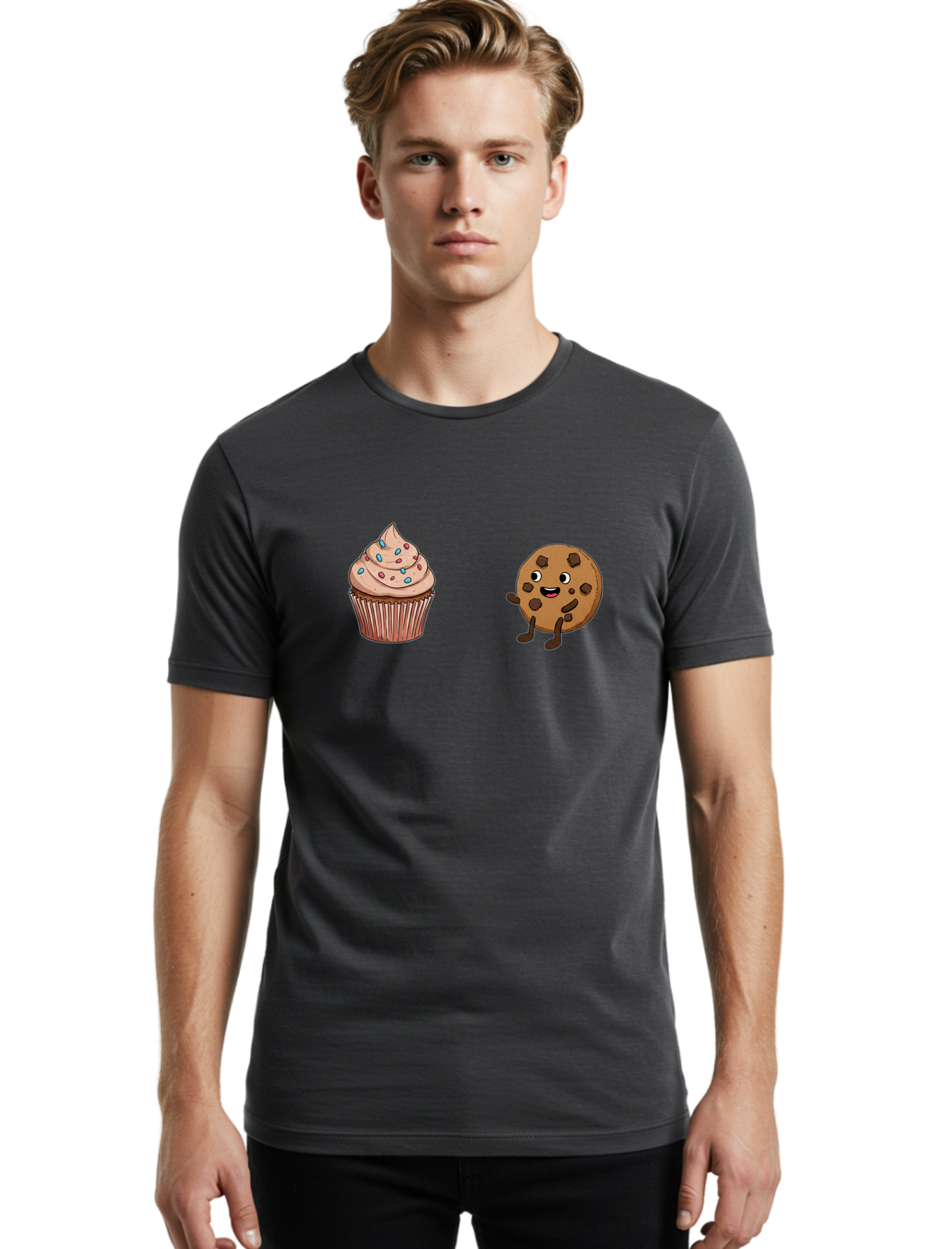 Cupcake-And-Cookie-1 Men'S Graphic Tee, 100% Cotton, Comfortable Casual Summer Wear, Machine Washable, Vintage Camera, Old Camera, Antique Camera, Black Camera, Classic Photography, Photography Equipment, Nostalgic Device, Film Camera, Bah843