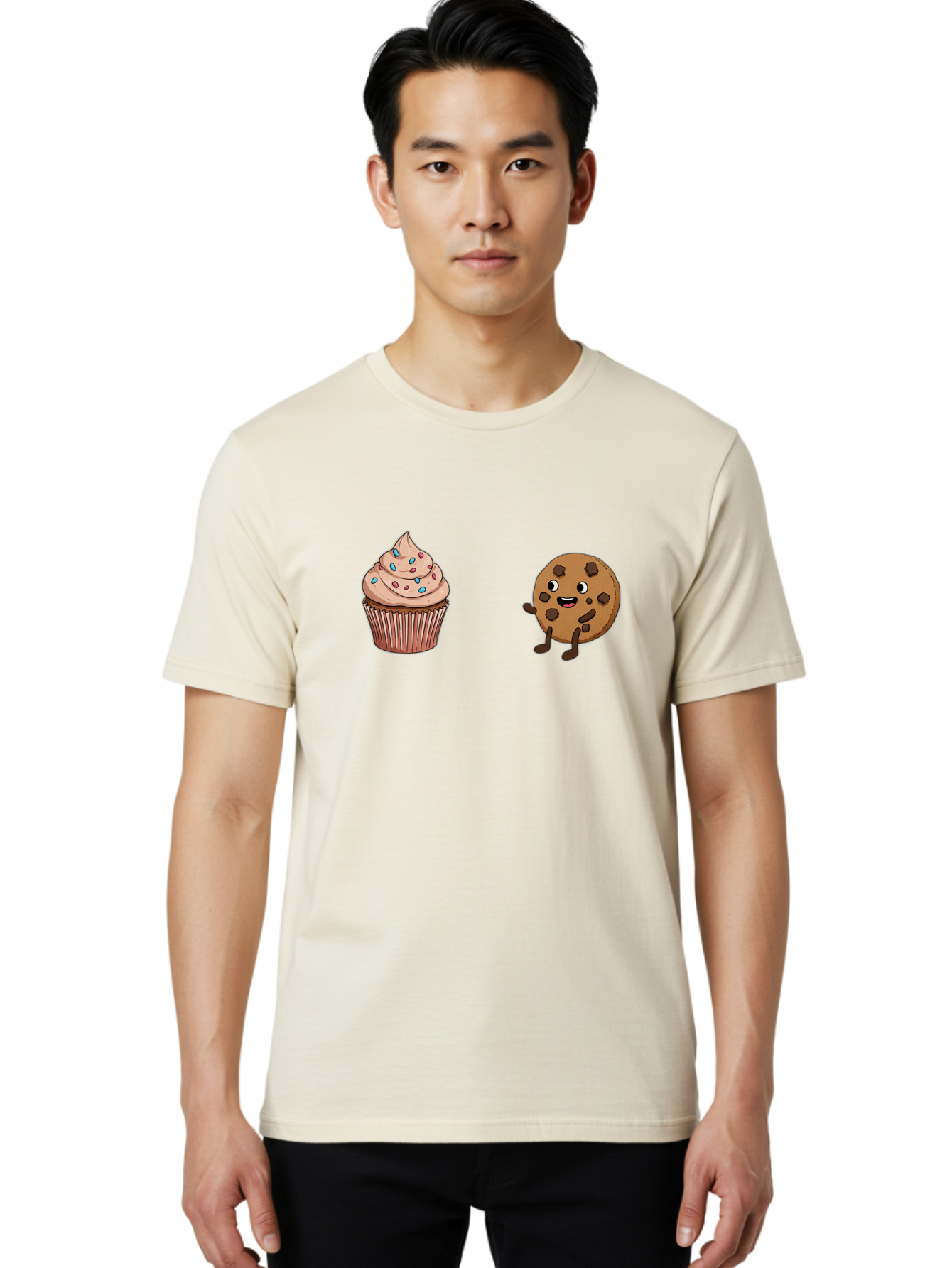 Cupcake-And-Cookie-1 Men'S Graphic Tee, 100% Cotton, Comfortable Casual Summer Wear, Machine Washable, Vintage Camera, Old Camera, Antique Camera, Black Camera, Classic Photography, Photography Equipment, Nostalgic Device, Film Camera, Bah843