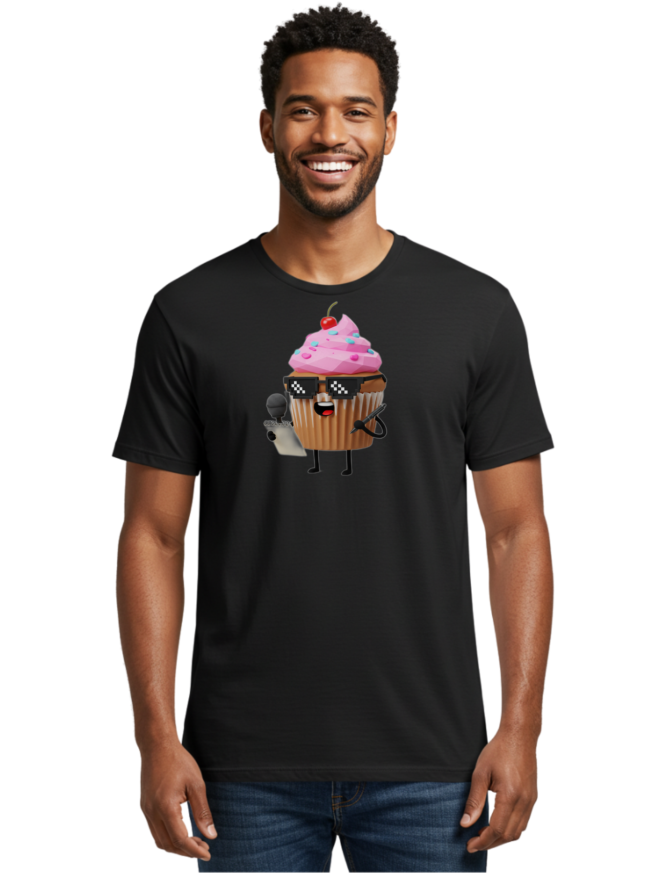 Cupcake-Dj-1 Men'S Graphic Tee, 100% Cotton, Comfortable Casual Summer Wear, Machine Washable, Vintage Camera, Old Camera, Antique Camera, Black Camera, Classic Photography, Photography Equipment, Nostalgic Device, Film Camera, Camera Art Bah851
