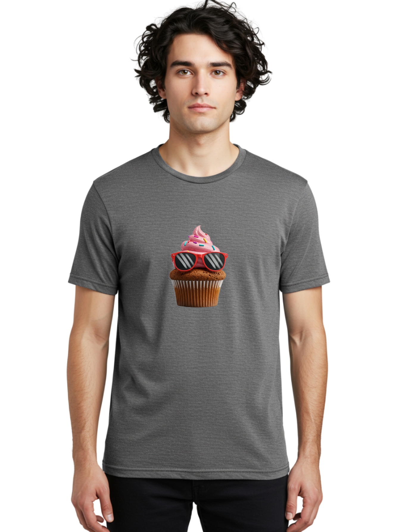 Cupcake-Wearing-Sunglasses Men'S Graphic Tee, 100% Cotton, Comfortable Casual Summer Wear, Machine Washable, Vintage Camera, Old Camera, Antique Camera, Black Camera, Classic Photography, Photography Equipment, Nostalgic Device, Film Camera, Bah865