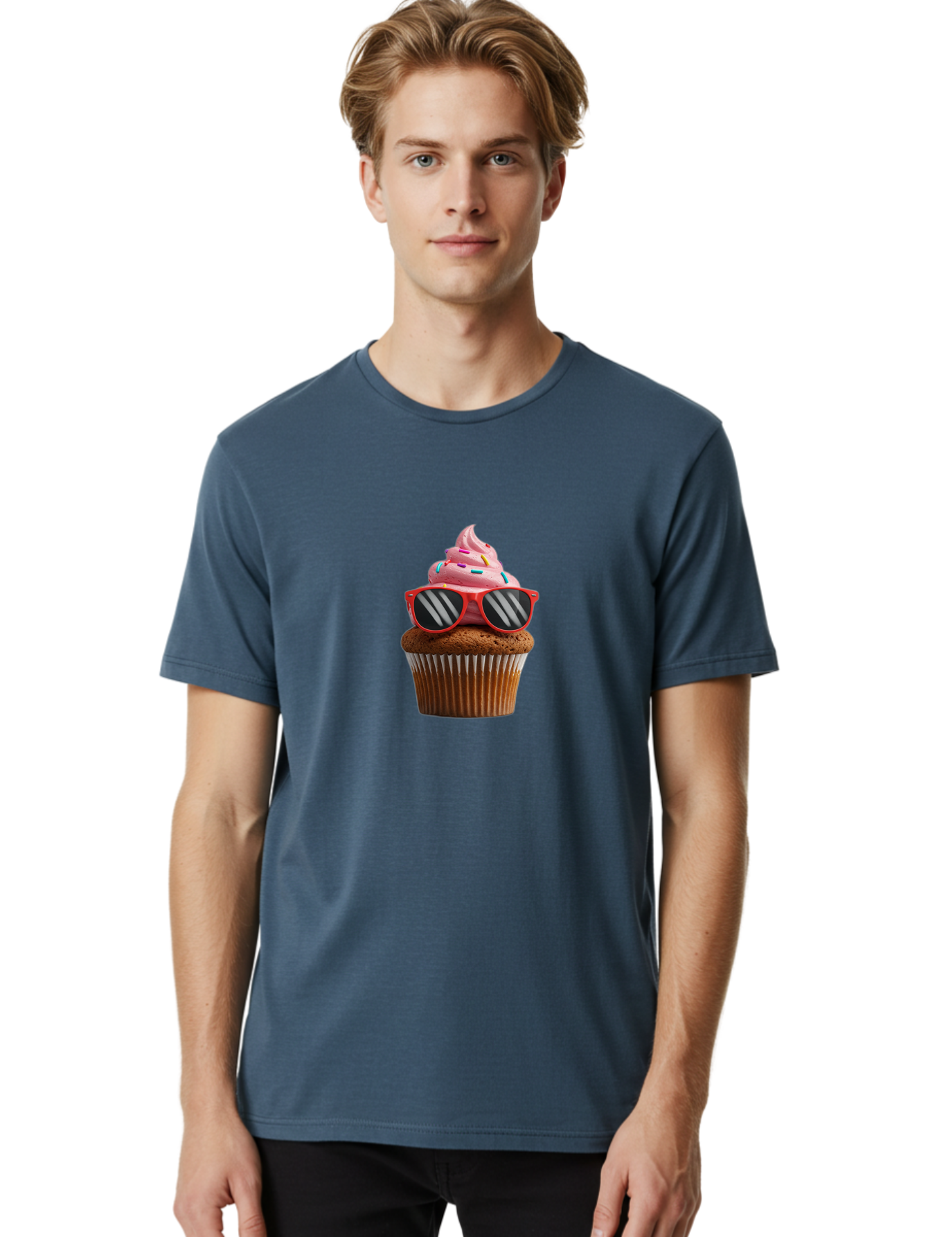 Cupcake-Wearing-Sunglasses Men'S Graphic Tee, 100% Cotton, Comfortable Casual Summer Wear, Machine Washable, Vintage Camera, Old Camera, Antique Camera, Black Camera, Classic Photography, Photography Equipment, Nostalgic Device, Film Camera, Bah865
