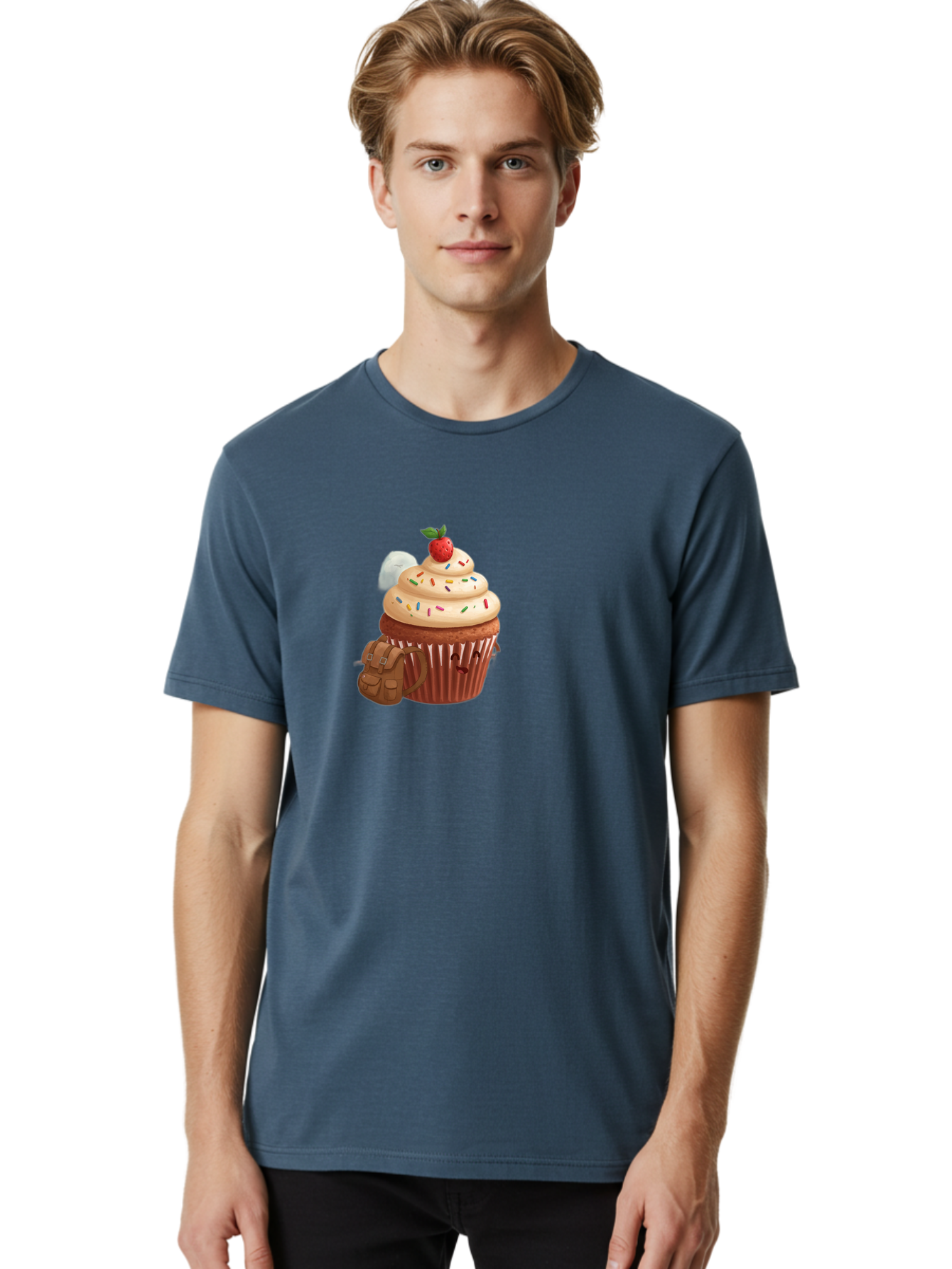Cupcake-With-Backpack Men'S Graphic Tee, 100% Cotton, Comfortable Casual Summer Wear, Machine Washable, Vintage Camera, Old Camera, Antique Camera, Black Camera, Classic Photography, Photography Equipment, Nostalgic Device, Film Camera, Bah866