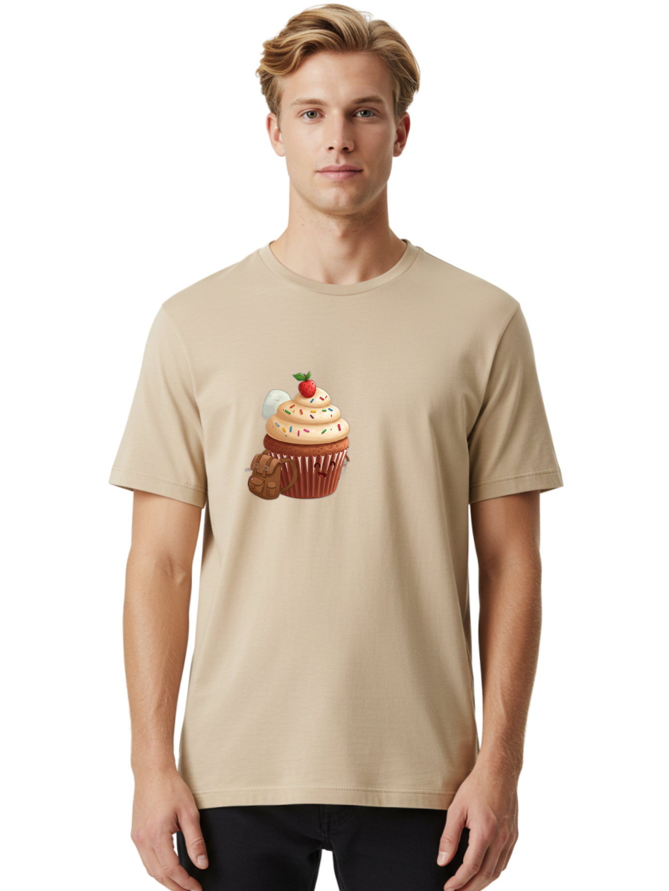 Cupcake-With-Backpack Men'S Graphic Tee, 100% Cotton, Comfortable Casual Summer Wear, Machine Washable, Vintage Camera, Old Camera, Antique Camera, Black Camera, Classic Photography, Photography Equipment, Nostalgic Device, Film Camera, Bah866