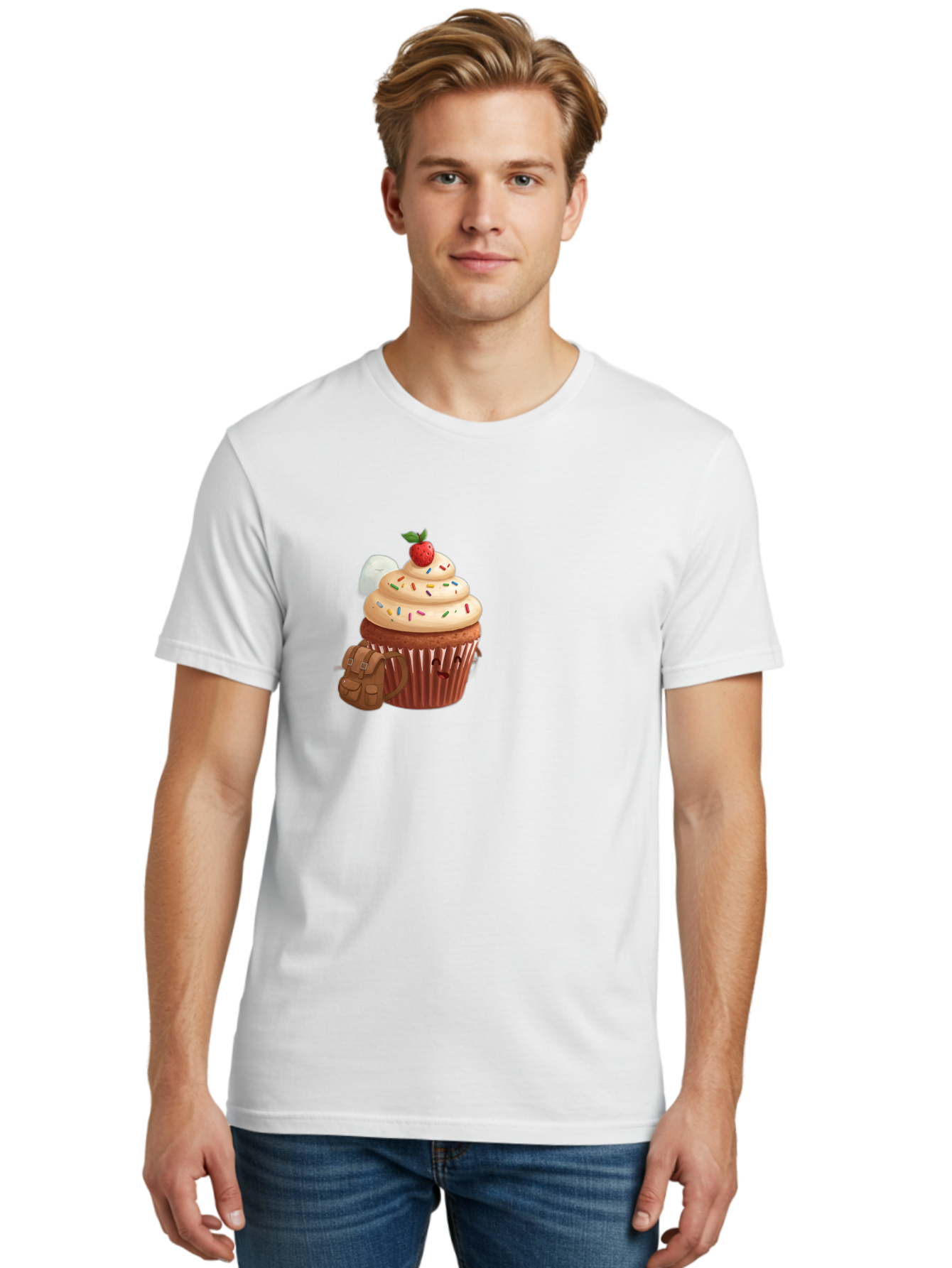 Cupcake-With-Backpack Men'S Graphic Tee, 100% Cotton, Comfortable Casual Summer Wear, Machine Washable, Vintage Camera, Old Camera, Antique Camera, Black Camera, Classic Photography, Photography Equipment, Nostalgic Device, Film Camera, Bah866