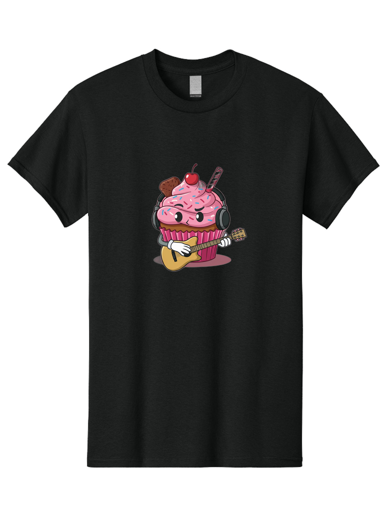 Cupcake-With-Guitar Men'S Graphic Tee, 100% Cotton, Comfortable Casual Summer Wear, Machine Washable, Vintage Camera, Old Camera, Antique Camera, Black Camera, Classic Photography, Photography Equipment, Nostalgic Device, Film Camera, Bah867